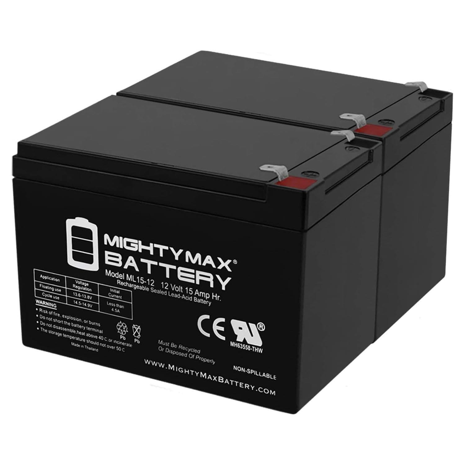 ML15-12 - 12V 15AH SLA Battery - Pack of 2
