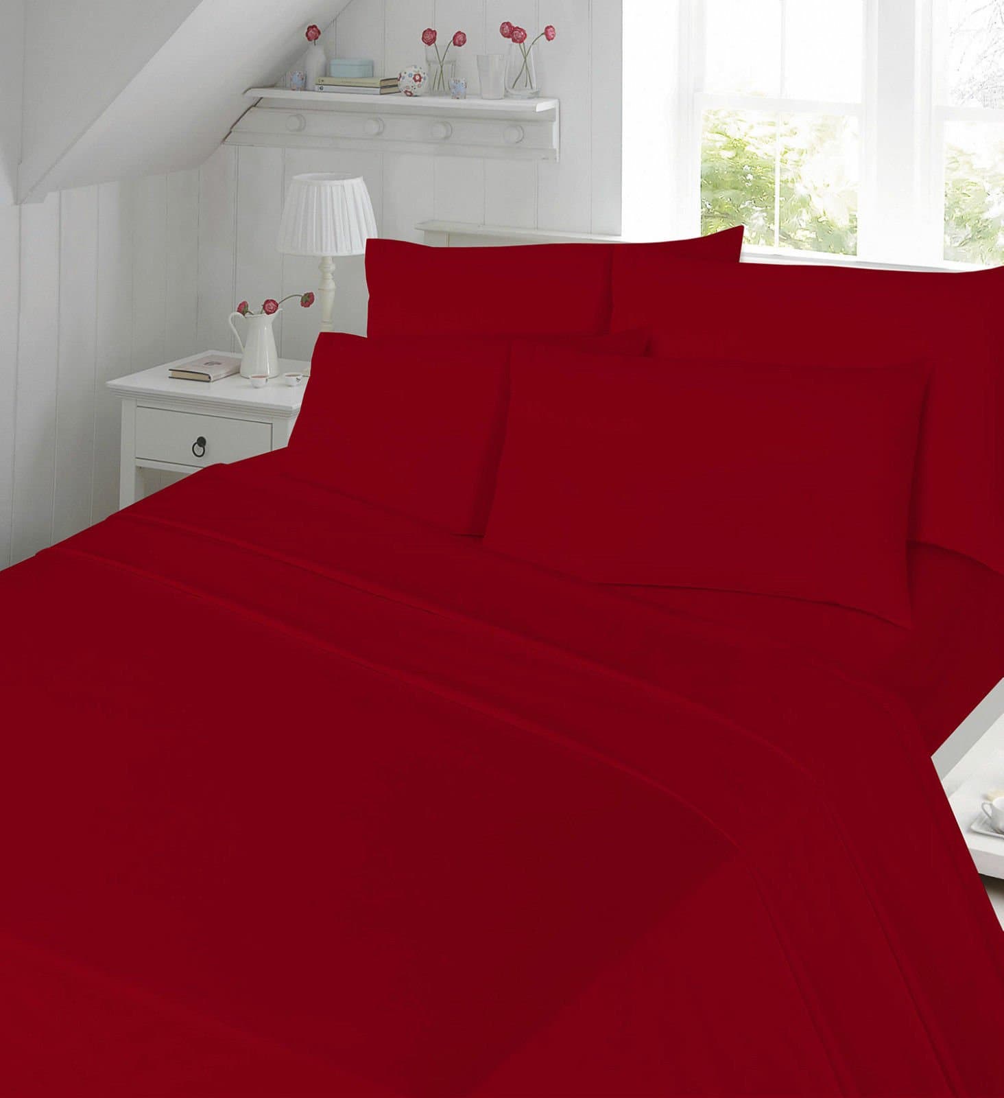 Ethel May Extra Large Luxury Pillowcase Pair, Polycotton 180 Thread Count, 21 X 31 To Fit Large Pillow, Box Pillow, Pillow Cover Elegant Comfort, By Papa Jones Ltd, Red