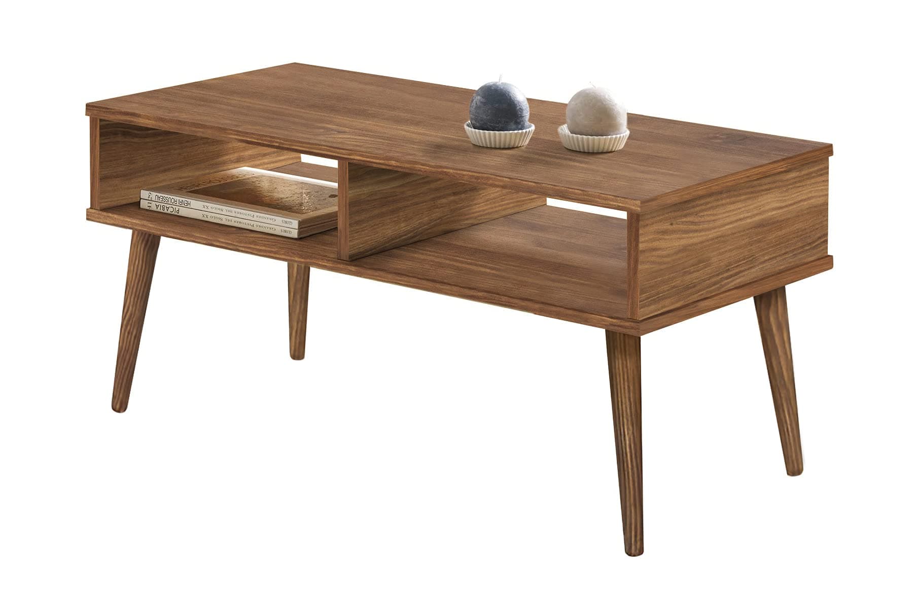 Hogar24 - Vintage Design TV Stand for Living Room, Two Compartments, Natural Solid Wood, Hand-Crafted,100 cm x 50 cm x 49 cm