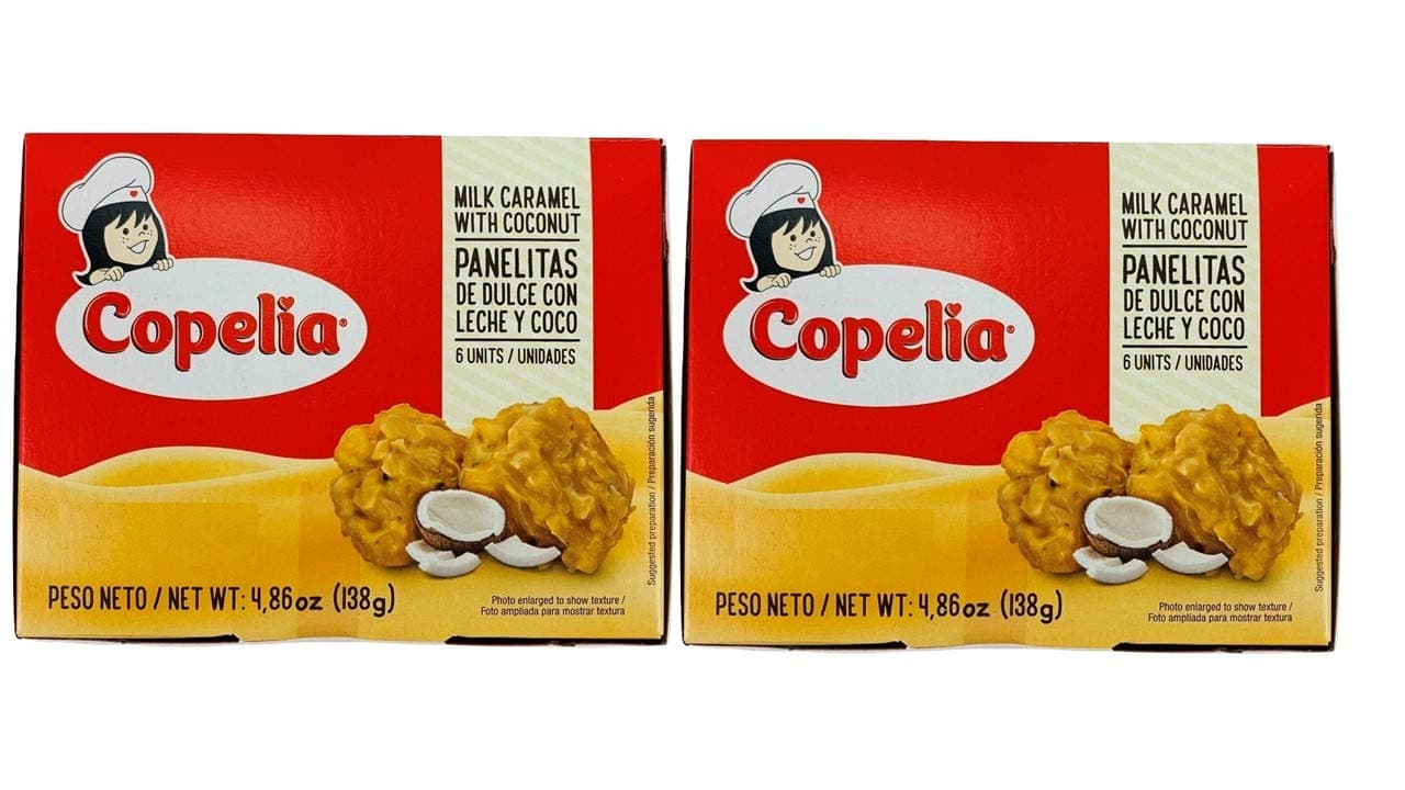 COPELIA Panelita de Arequipe y Coco/Milk caramel with Coconut x 6 (138 gr.) - 2 Pack.