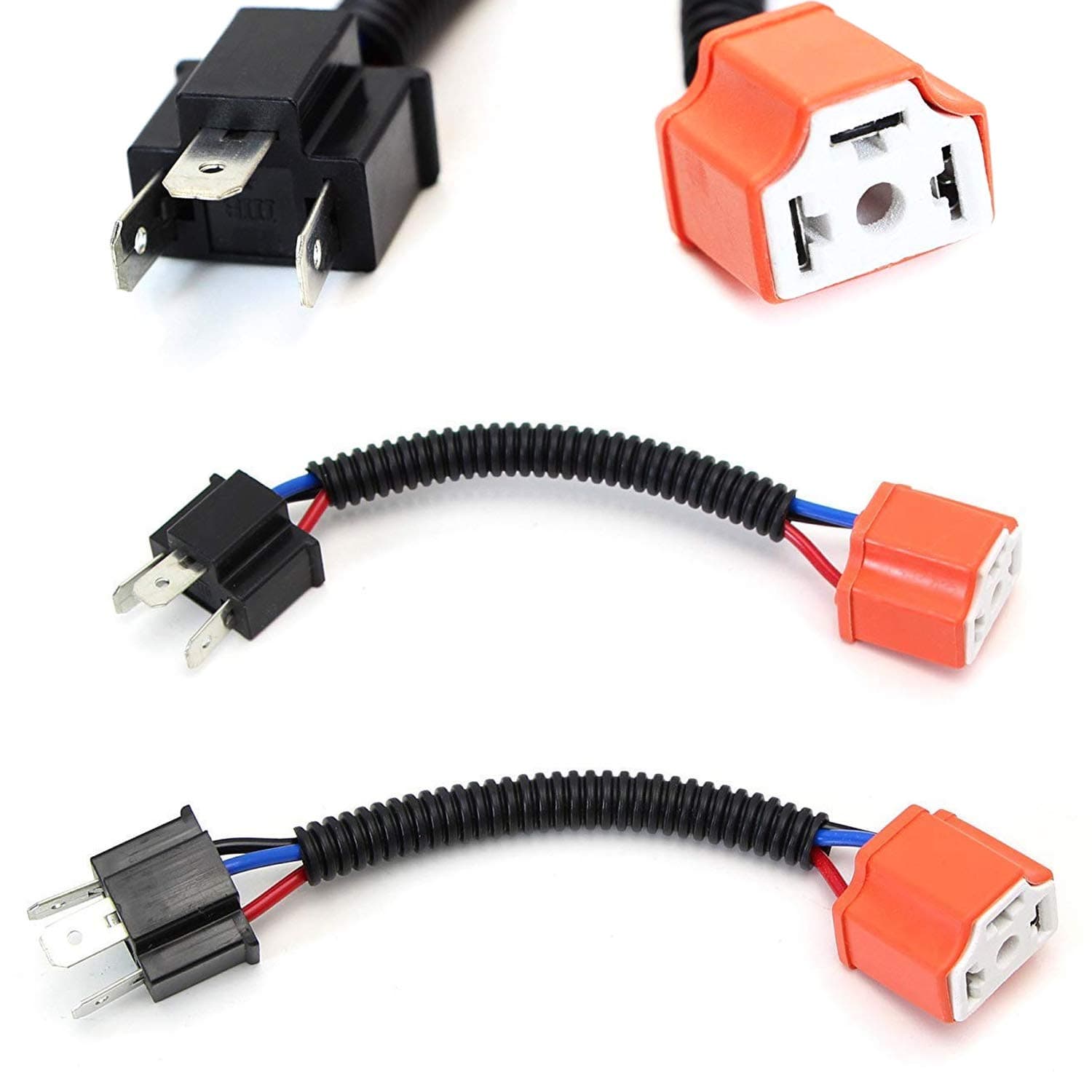 iJDMTOY H4 9003 Heavy Duty Ceramic Wiring Harness Sockets Compatible with High/Low Beam or Fog Lights