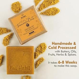 Nat Habit Healing Turmeric-Oats Bath Soap With Ayurvedic Cold Processed For Scar Reduction, Gentle Exfoliation, Tan Removal & Cleansing (125g x 4)