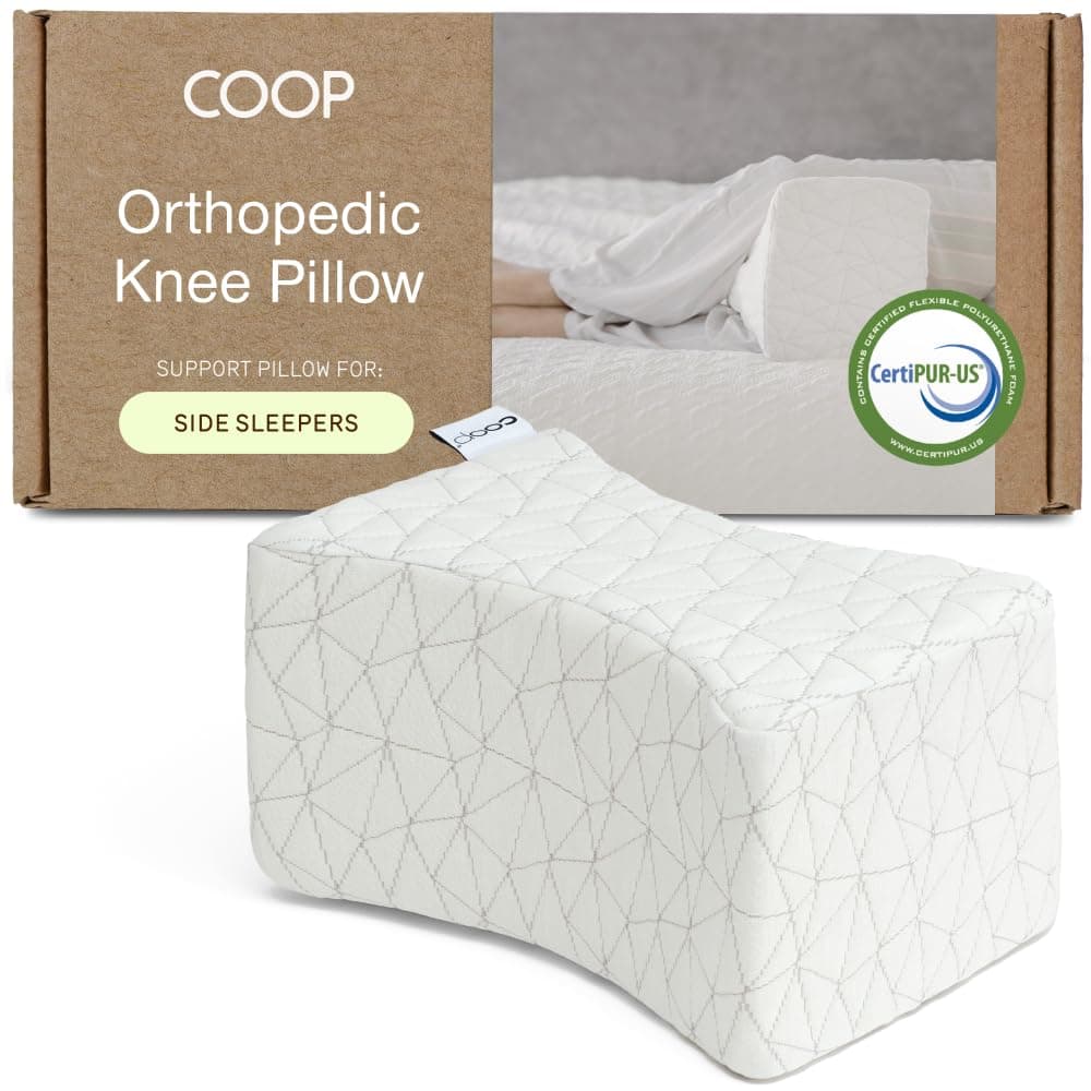 Coop Home Goods - Orthopedic Adjustable Contoured Memory Foam Knee Pillow - Perfect for side or back sleepers, pregnancy, relief for sciatic pain - Washable Case