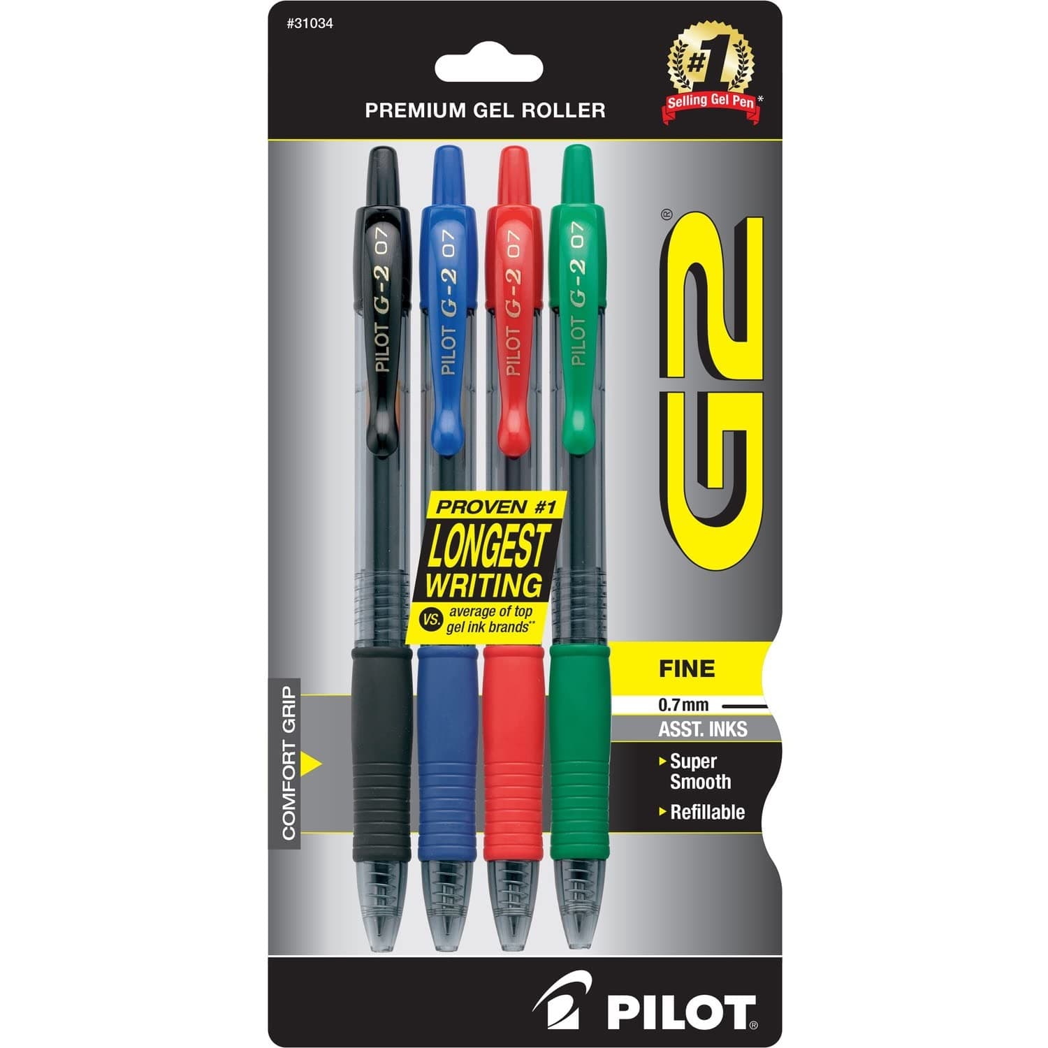 G2 Premium Gel Roller Pens, Bold Point, Gel Ink Pens, 1 mm, Pack of 4, Assorted Classic - Ideal for School, Journaling & Office Writing