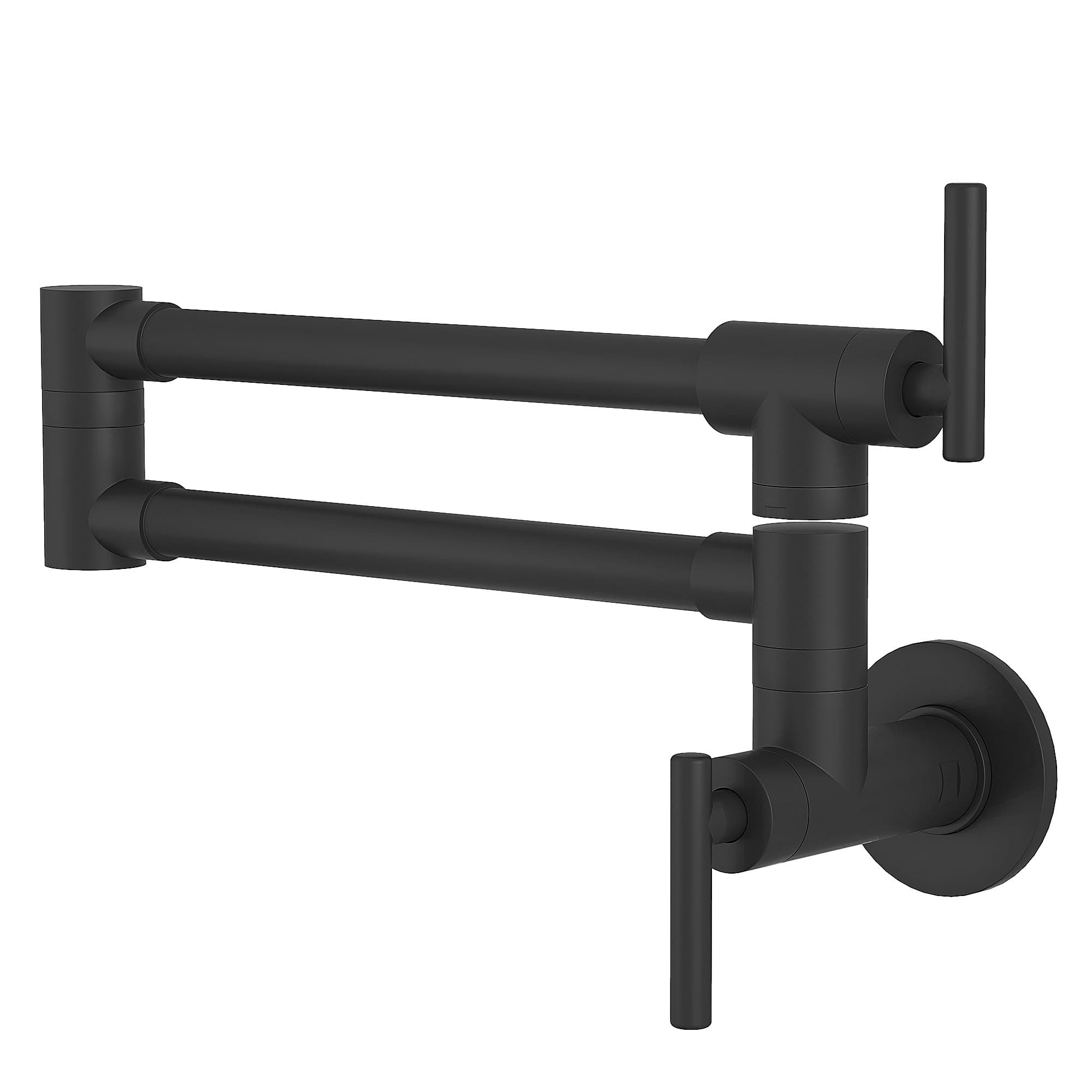 GIMILI Pot Filler Faucet Matte Black Commercial Wall Mount Faucet Pot Filler Black Folding Faucet Stretchable Double Joint Swing Arm Pot Filler Copper Rotatable Wall Faucet