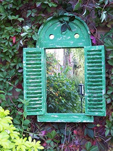 Displays UK Renaissance Garden Mirror with Opening Shutter Doors - Green - WD12