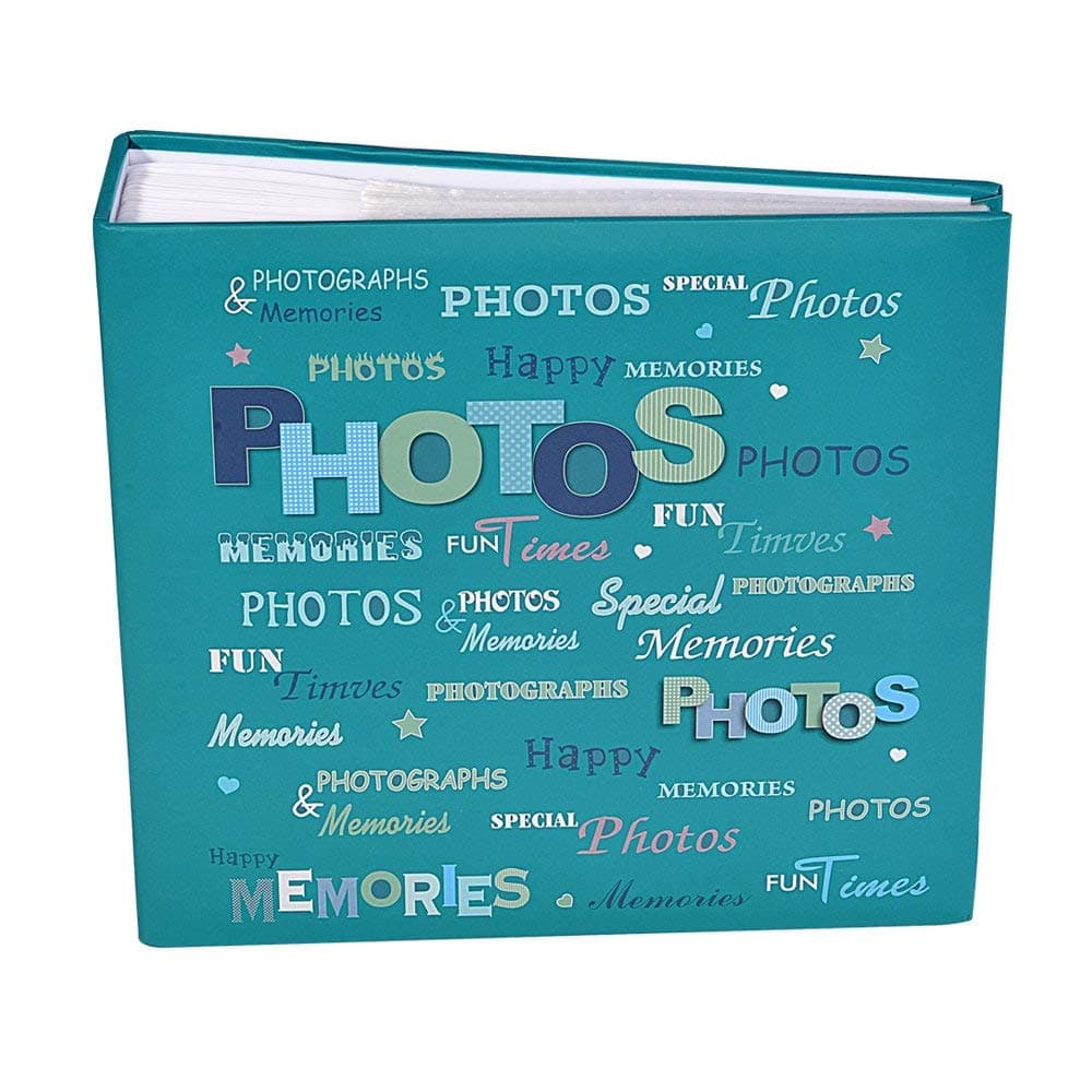 Large Slip in Memo Photo Album Holds 200 Photos 6 x 4-Inch Wedding Baby Birthday (Blue-green/200pcs)