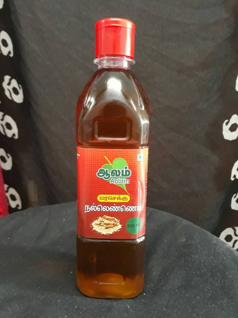 Aalam Cold Pressed/Wood Pressed Cooking Sesame (Gingelly) Oil Pure Edible Oil For Skin, Hair & Cooking - 500ml / 16.907 fl.oz
