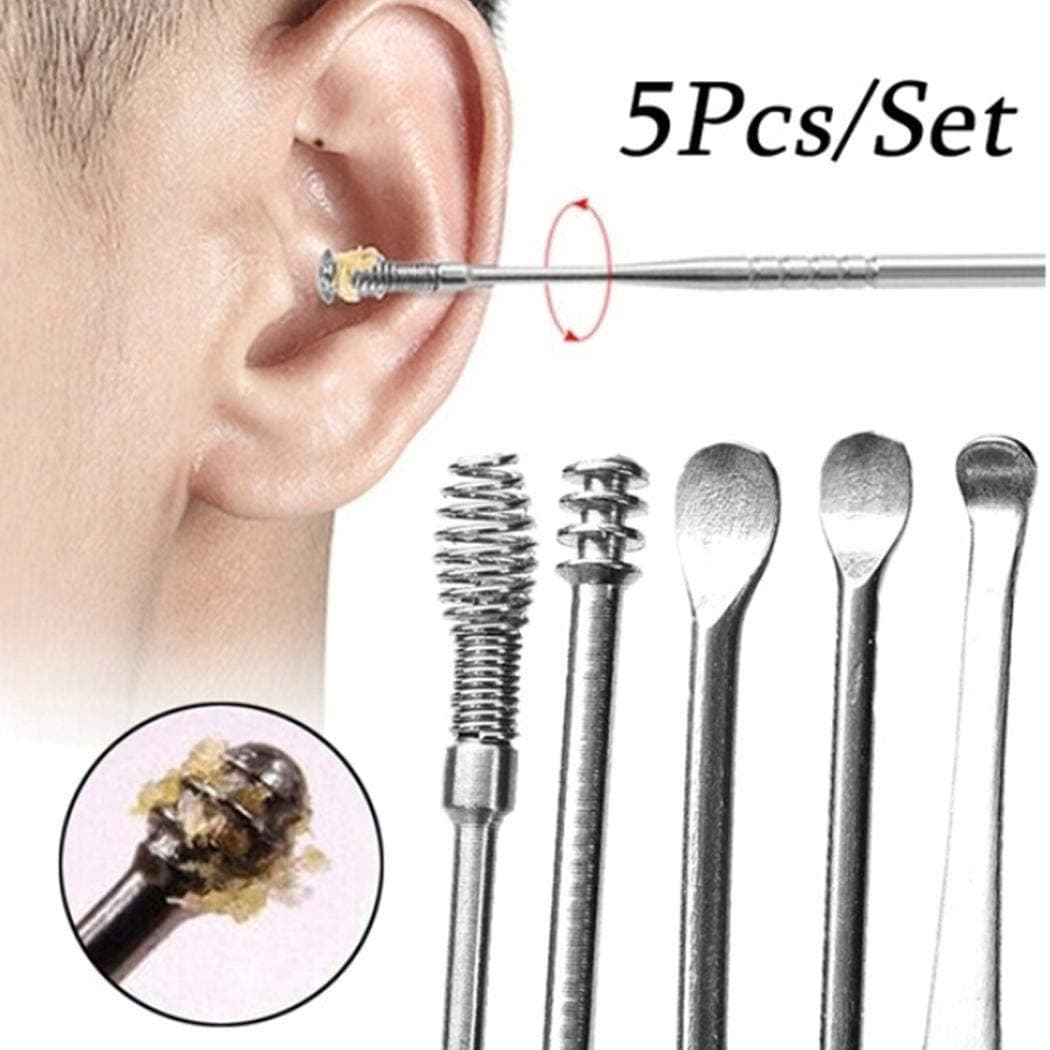 5pcs Professional Ear Tool Sets Curette Ear Pick Wax Remover Ear Cleaning