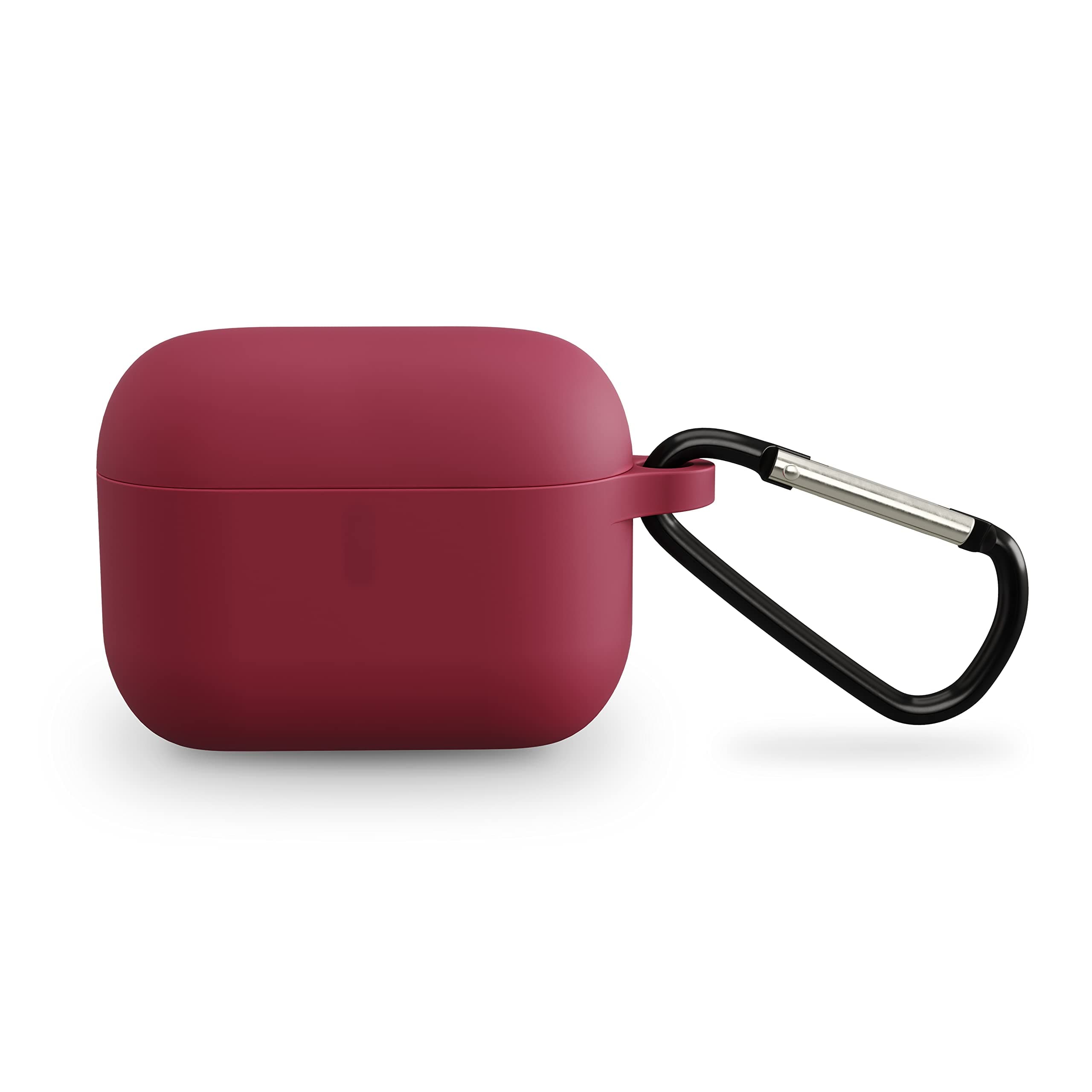 Treblab SC-1 Silicone Carrying Case - Compatible with Treblab X1, QCY T10/T10 Pro, QCY T11/T11S True Wireless Earbuds, Protective Silicone Cover with Metal Carabiner (Wine Red)