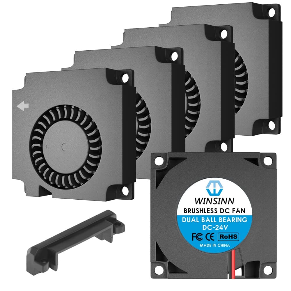WINSINN Blower Fan 24V 40mm Turbine Turbo Fan 40x10mm 4010 DC Brushless Dual Ball Bearing Cooling with Air Guide Parts For Ender 3 3D Printer - 2Pin 0.06A 1.44W 7000+-5% RPM (Pack of 5Pcs)