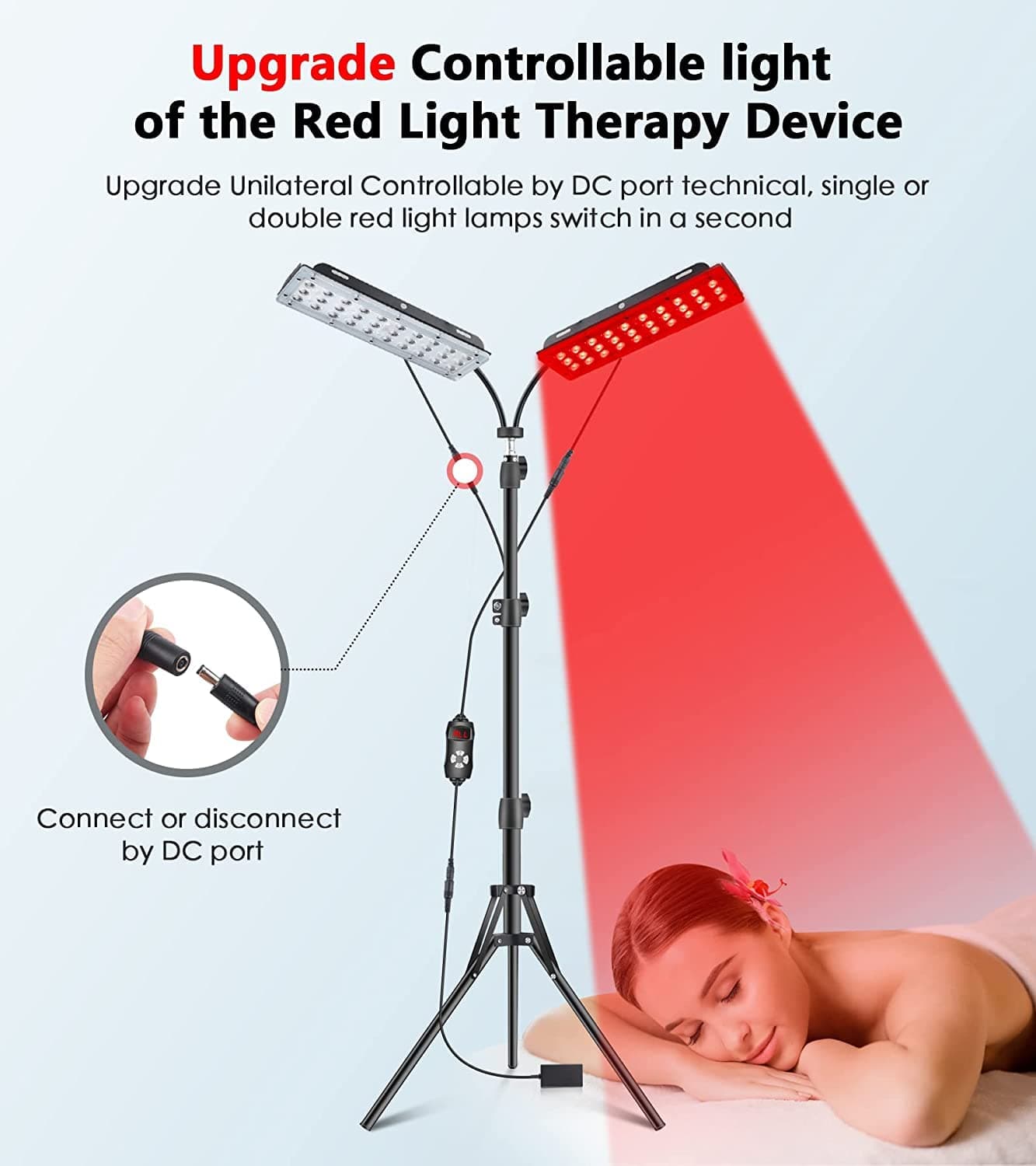 Rikimxin Red Light Therapy Lamp with Stand, Dual Infrared Lamps 60 LEDs 660nm...