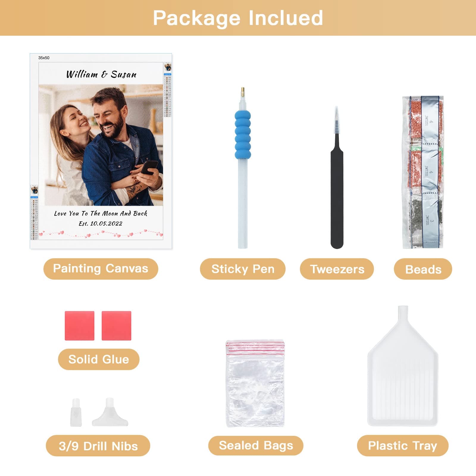 Custom Diamond Art Painting Kits – Personalized Picture & Text Diamond Art, Private Picture Arts Craft Decor for Adult Kid Birthday Fathers Mother's Valentine's Day Gift (Round Drill, 13.7×19.6 Inch)