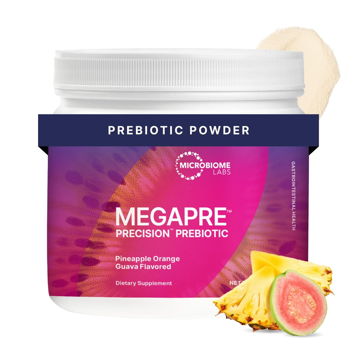 - Microbiome Labs MegaPre Prebiotic Fiber Powder for Women, Men & Kids - Pineapple Orange Guava Prebiotic Fiber Supplement Powder with Clinically Tested Oligosaccharides for Microbial Support (5.1 Oz)