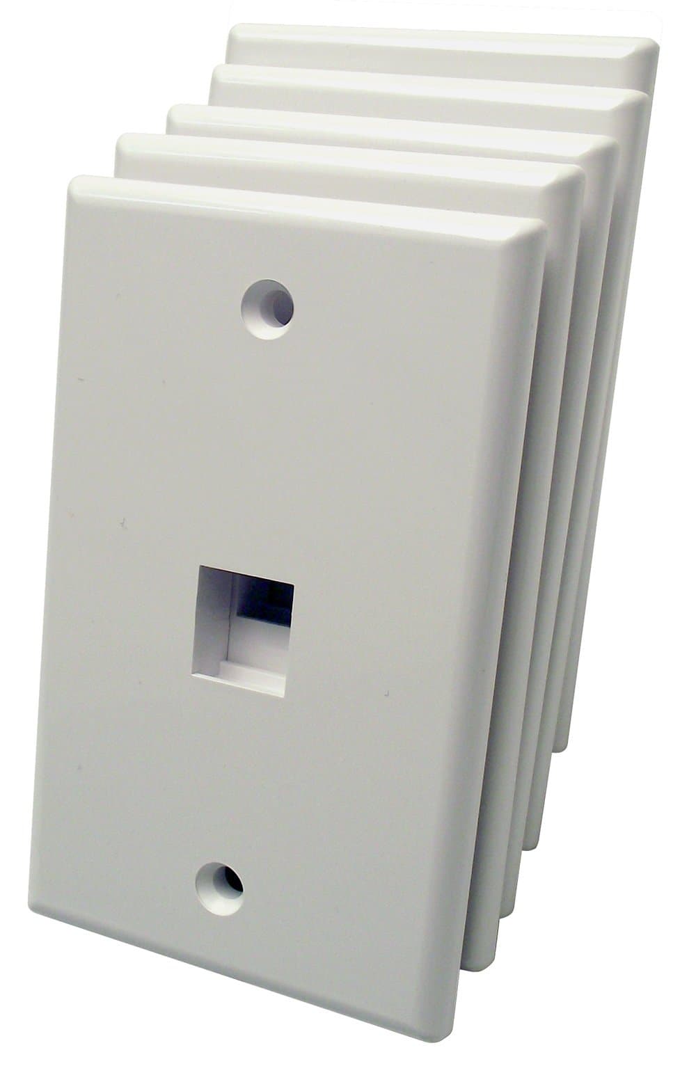 Shaxon BM303WP1-5B, 1 Port Single Gang White Keystone Wall Plates, 5 Pack
