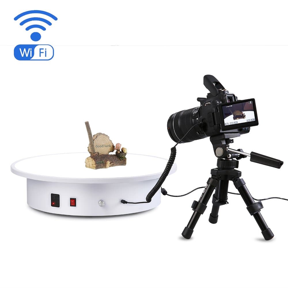 360 Degree Intelligent Lightening Turntable,Automatic Shutter,Adjustable Speed & Direction & Brightness,Infared Remote or WiFi Control,220Lb Capacity,Perfect for 360° Images,Photography Turntable