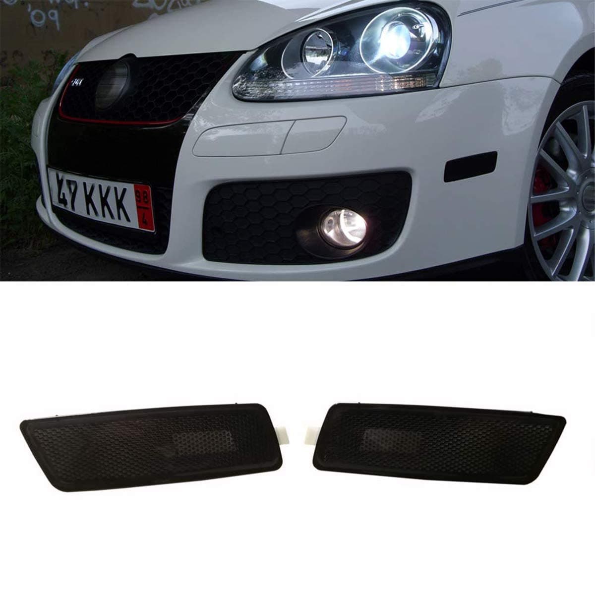 Heart Horse Front Bumper Side Marker Lights Turn Signal Lamps Lens for Volkswagen Golf 5 GTI Jetta MK5 2005-2009 1K5945071A 1K5945072A (Black)