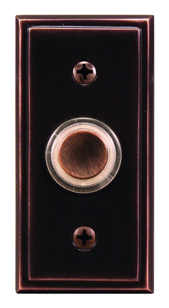 SL-602-02 Wired Push Button with Recessed Mount and Halo-Lighted Center, Antique Copper