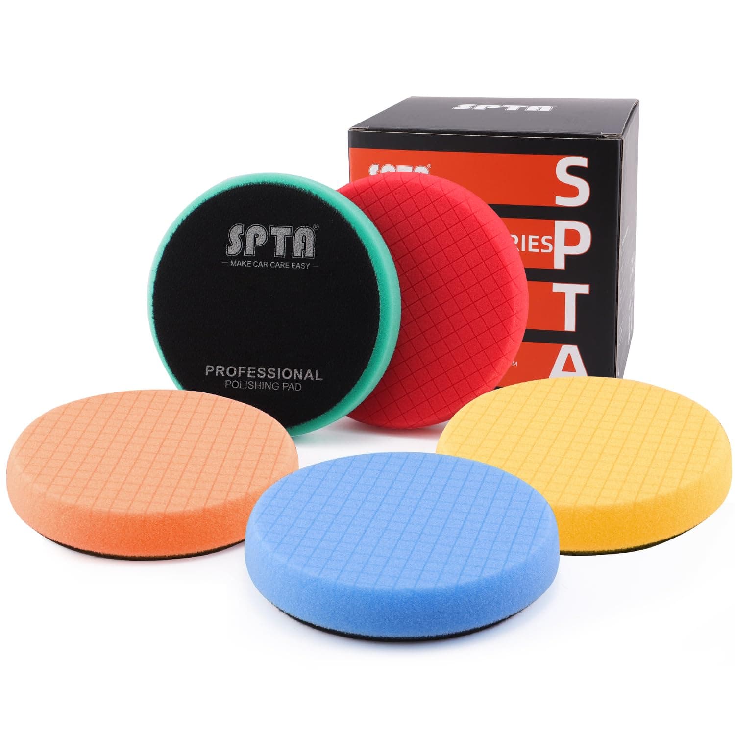 5-Piece 150 mm Polishing Sponges Pad Wax Sponges Pad Polishing Sponge Car Polishing Pad Sponge Polishing Foam Pad Set for Eccentric Polishing Machine Grinding Machine – Car Polishing Professional
