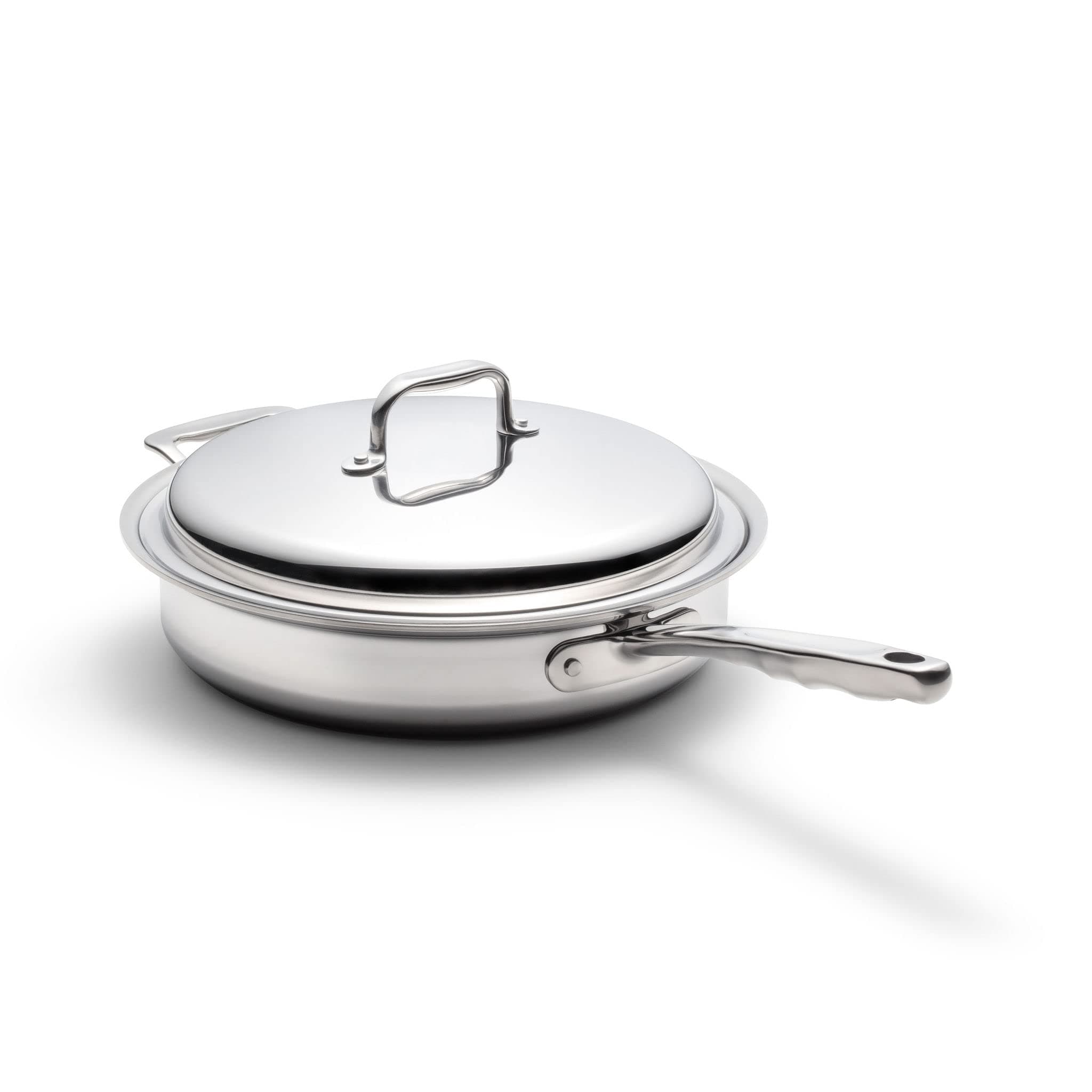 360° Saute Pan 12" with Lid, Stainless Steel Cookware, Hand Crafted in the United States, Induction Cookware.
