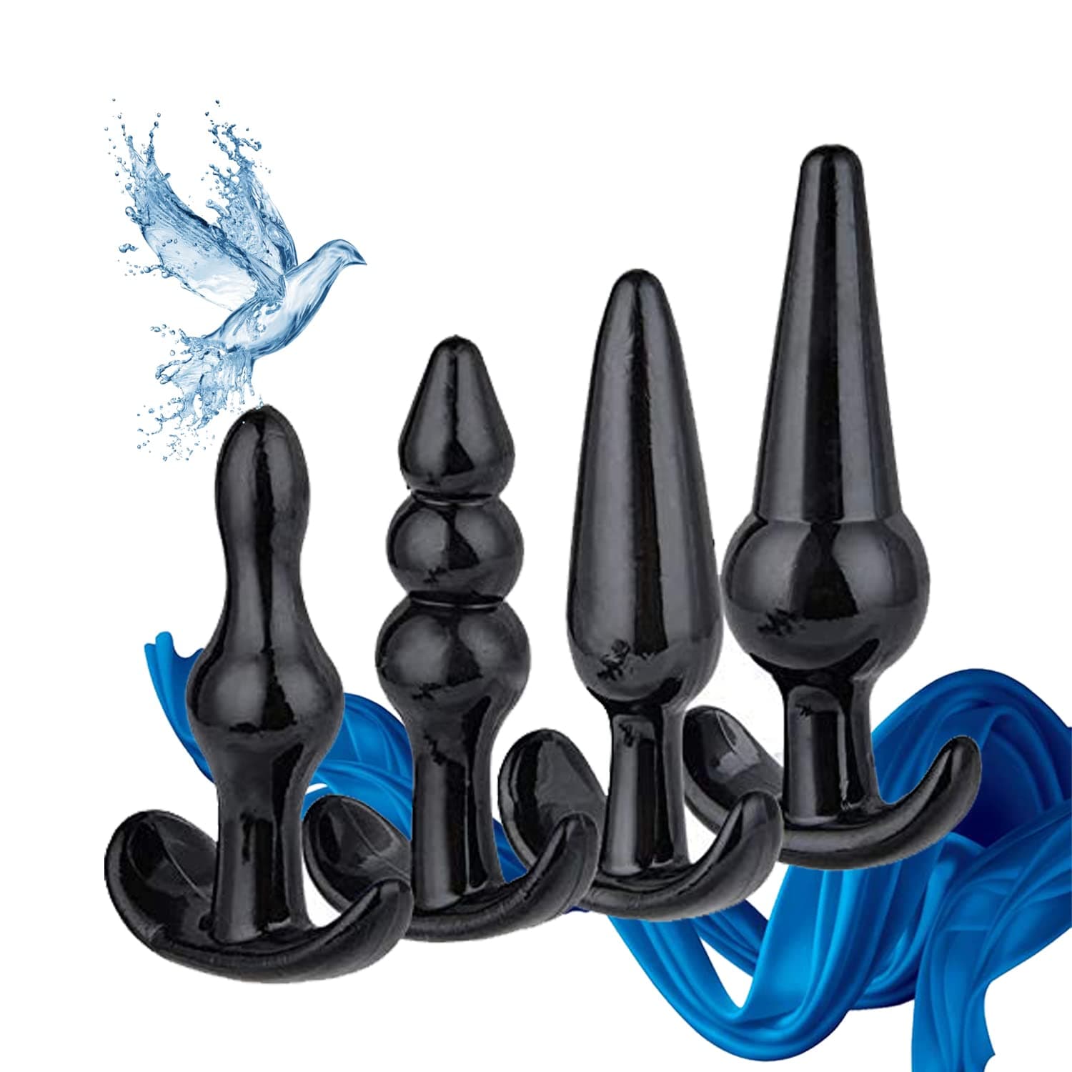 Beginner Training Set Anales Kits, Silicone Beads Plugs Toys for Men Women, Soft Smooth Easy to Use (Black Pro)
