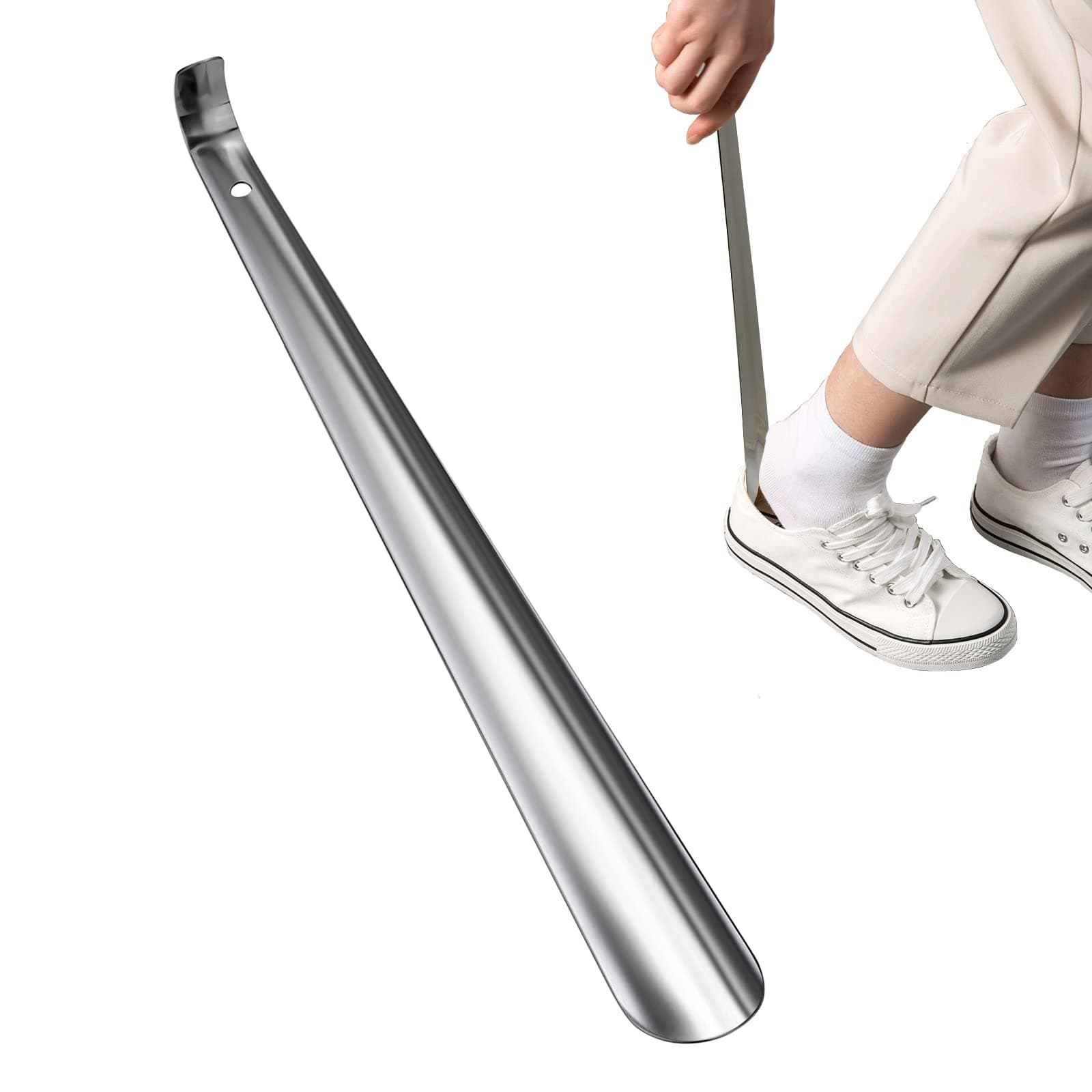 Shoe Horn Long Handle for Seniors,16.5" Long Metal Shoehorns for Men Women Kids,Travel Stainless Steel Shoe Horn Shoe Slip on Tool 1