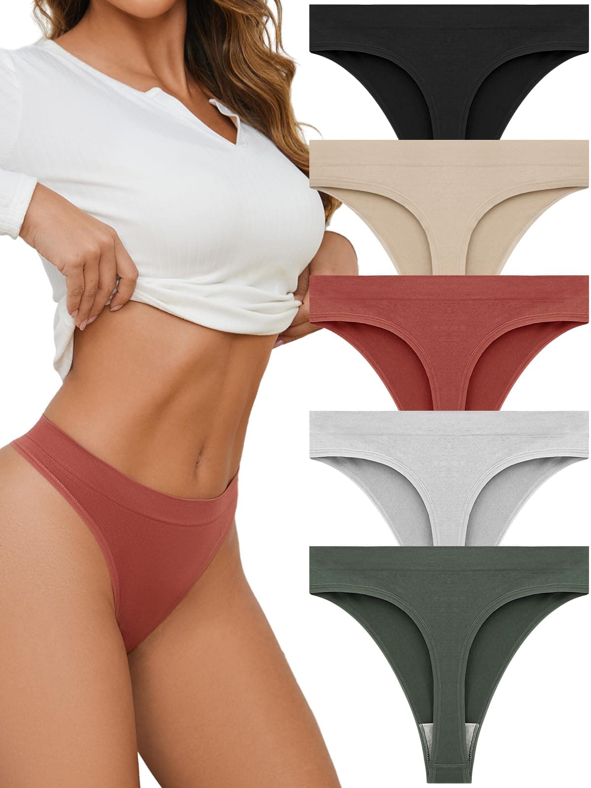 - Breathable Seamless Thongs: Comfortable Women's Underwear 5-Pack