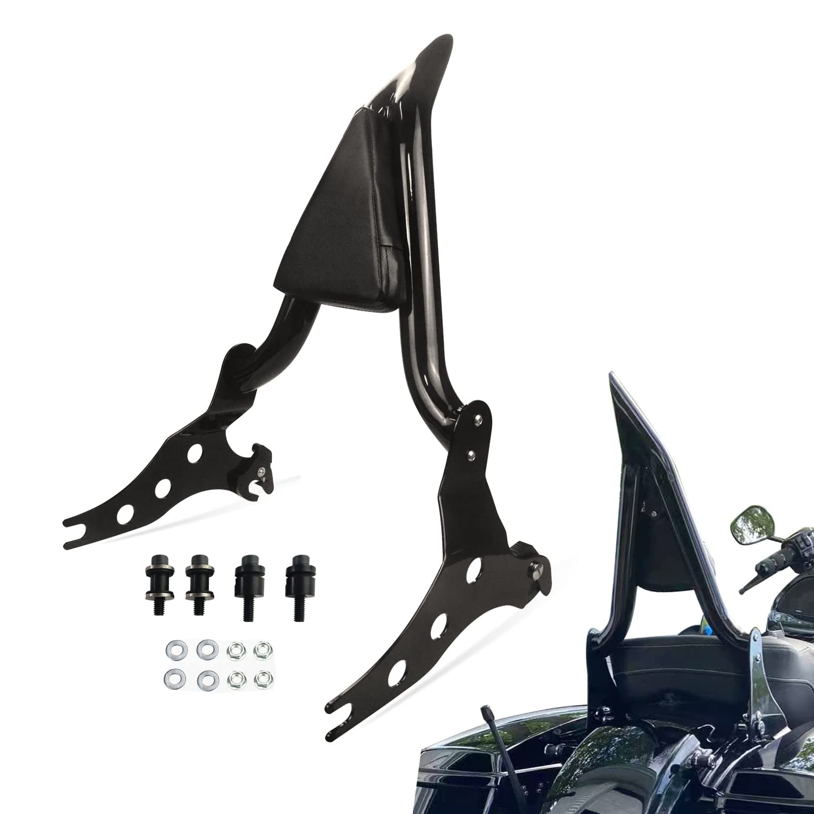 Fjpacemt[New Generation] Black Sissy Bar, Detachable Passenger Backrest Rear Pad Fit for Harley Fat Boy FLFBS 2018-2023 2024 Breakout 2013-2023