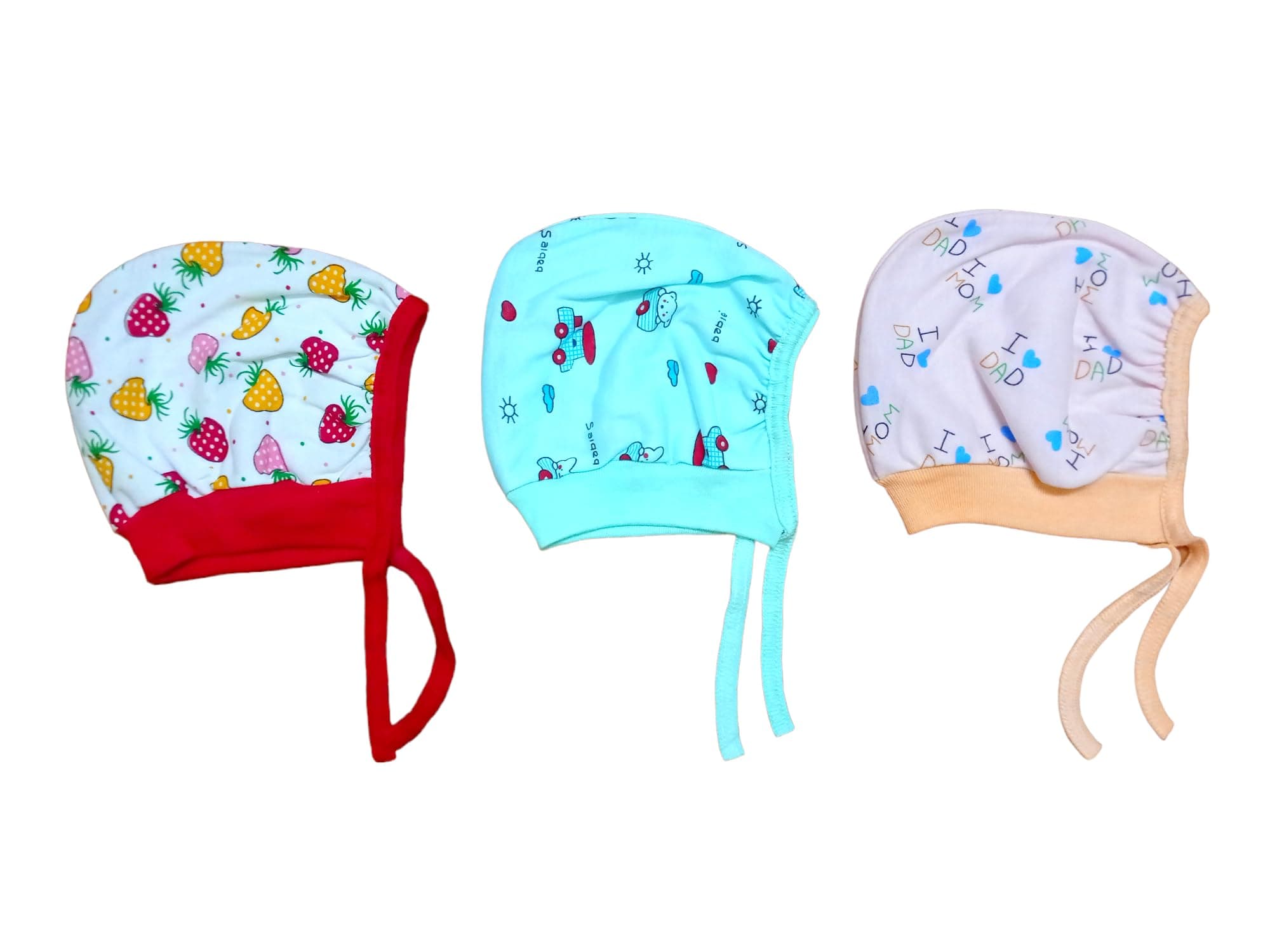 JUSTLIST New Born Baby Boys and Girls Soft Double Layer Hosiery Cotton Tie Knot Cap Set/Topi/Bonnet/Hat/Beanie/Caps/Combo/Essentials/All Product(0 to 3 Months) | Color & Design May Vary