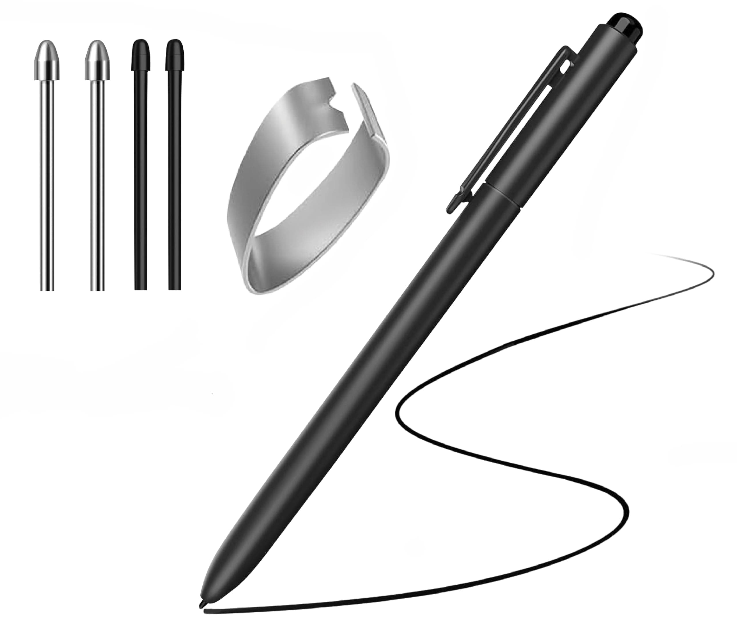 EMR Stylus With Eraser Pencil For Remarkable 2 Pen Wacom One Drawing Tablets Onynx Boox Scribe Supernote EMR Devices + Extra Titanium Alloy Metal Tips Nib + Palm Rejection & Tilt Support+4096 Pressure