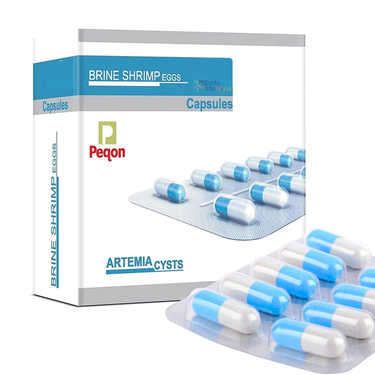 VAYINATO® Peqon Artemia Cysts Brine Shrimp Eggs with 90% Hatching Rate for Baby Fish (1 Strip (10 Capsules)) BY Petzlifeworld