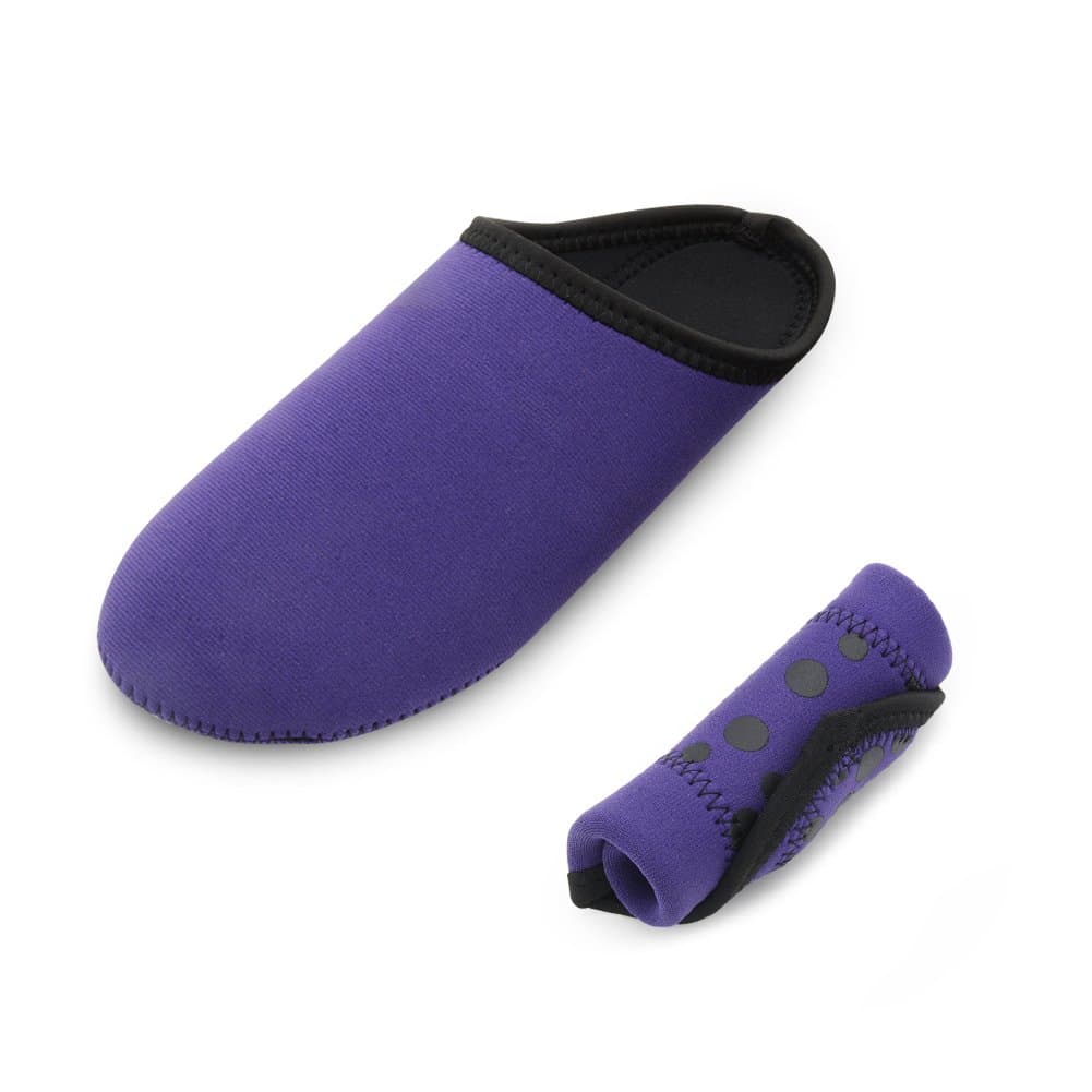 SkinnyTaps Women’s Foldable Sock Slippers for Travel, Hotel & Poolside, Neoprene Water Resistant Flats Purple