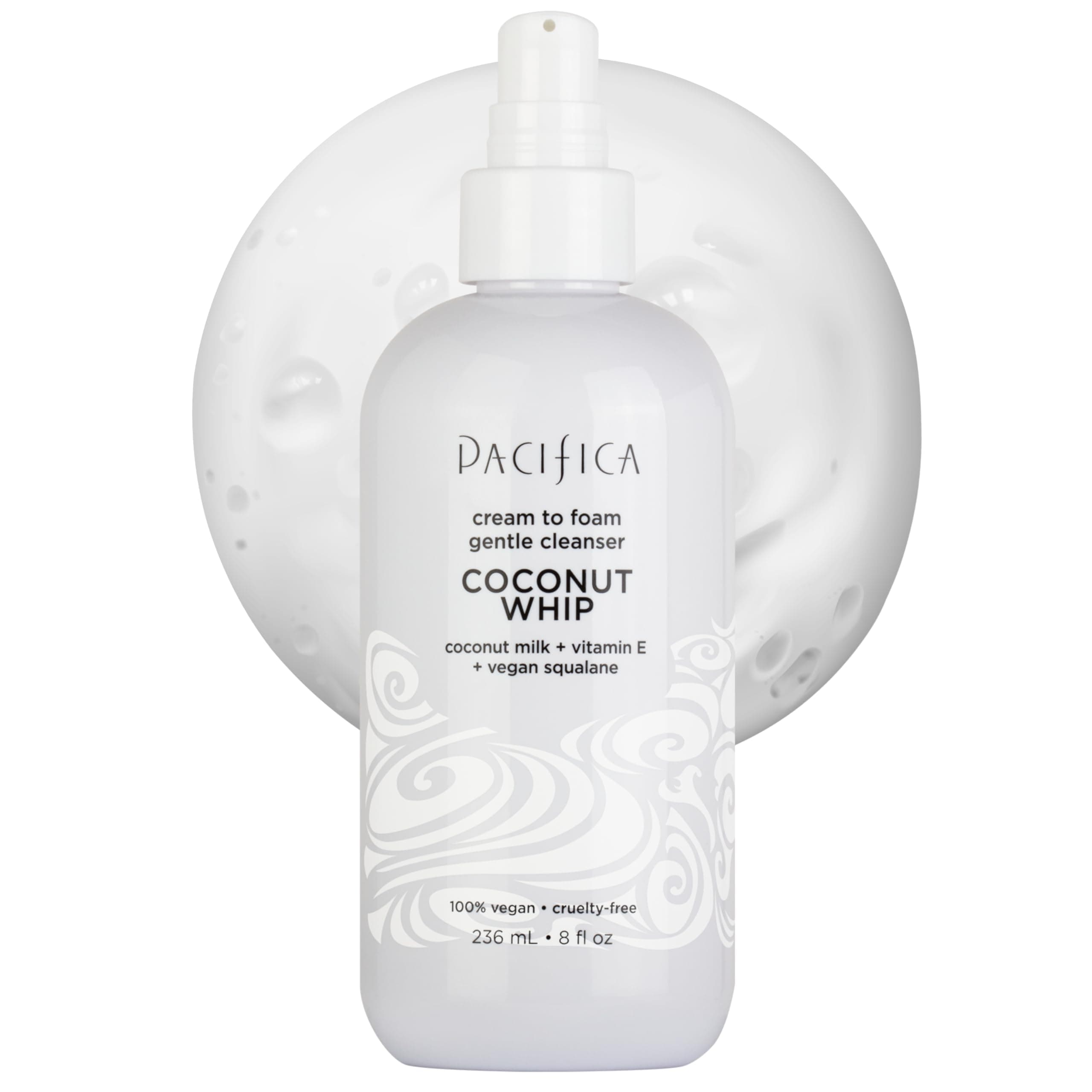 Pacifica Coconut Whip Cream to Foam Face Wash - Gentle Hydrating Facial Cleanser for Dry & Sensitive Skin, Moisturizing Daily Face Wash, Non-Comedogenic Vegan & Cruelty-Free, Dermatologist Tested 8oz