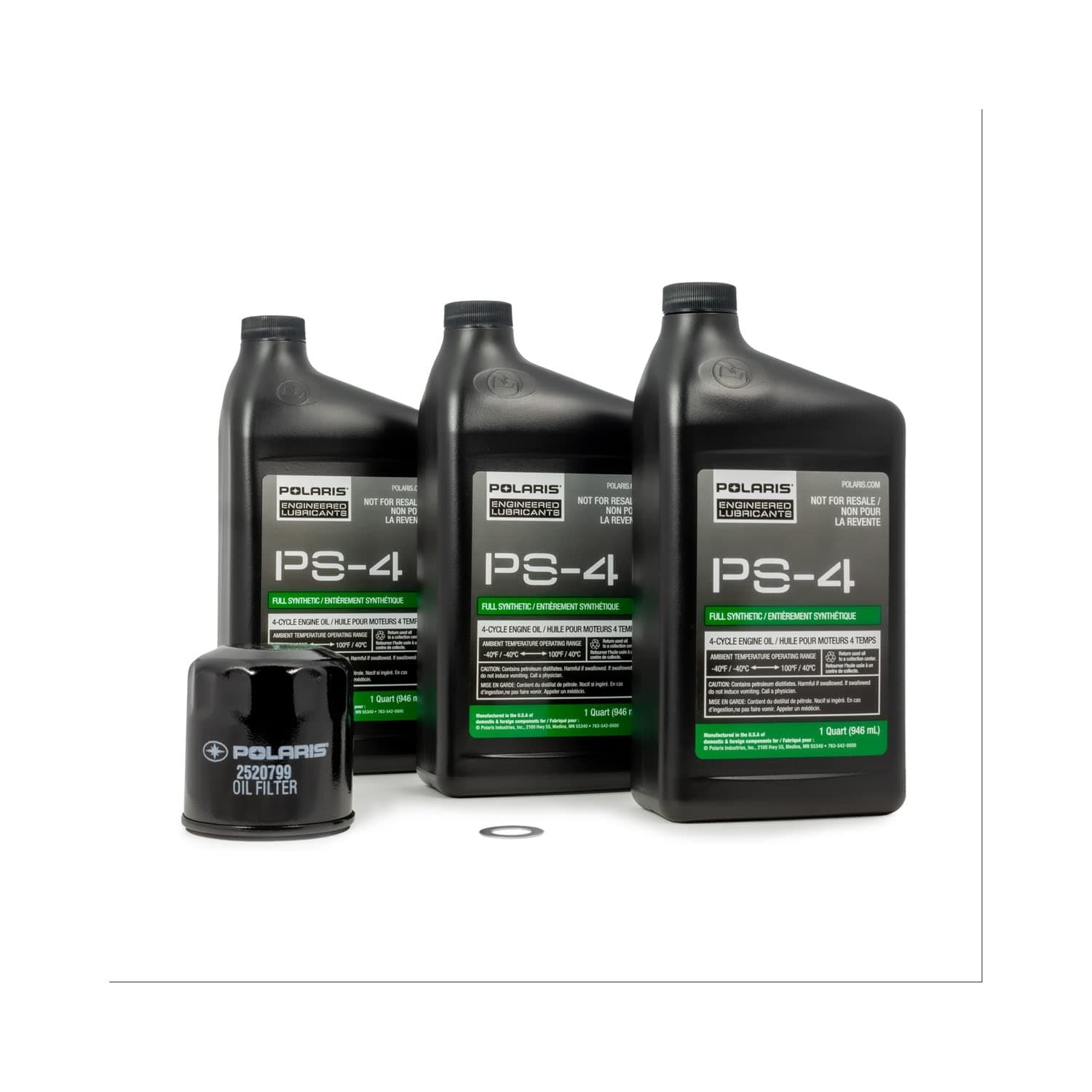 Polaris PS4 Oil Change Kit for Specific RZR Turbo and Pro XP & XP 4 Models With 4 Stroke Engine, Includes 3 Quarts of PS-4 5W-50 Full Synthetic Oil, 1 Oil Filter, 1 Washer, Off Road SxS - 2881696