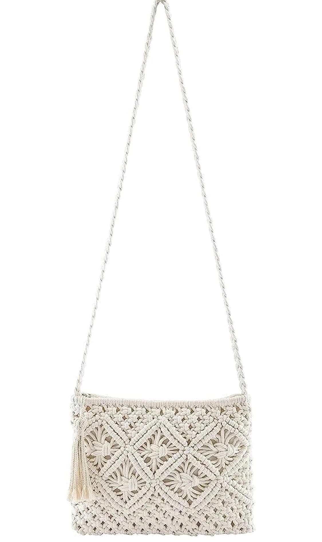 |Ad-16|Women's Handmade Macrame Crossbody Sling Bags/Tote Bags For Girls Women's Handmade Macrame Crossbody Sling Bags/Tote Bags For Tote Bag, Macrame Market Bag, Friendly Gift,, Off White