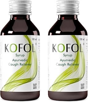 Kofol Ayurvedic Cough Syrup | Relief from Dry & Wet Cough | Non-Drowsy, Non-Alcoholic Ayurvedic Cough Syrup for All Ages | Soothes Sore Throat & Reduces Cough - 100 ml (Pack of 2)