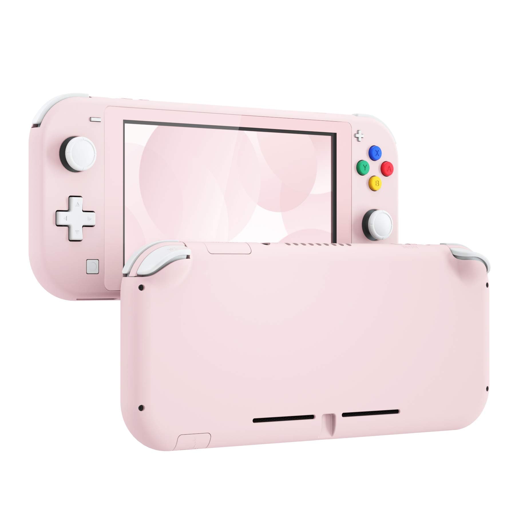 eXtremeRate Soft Touch Sakura Pink DIY Replacement Shell for Nintendo Switch Lite, NSL Handheld Controller Housing w/Screen Protector, Custom Case Cover for Nintendo Switch Lite