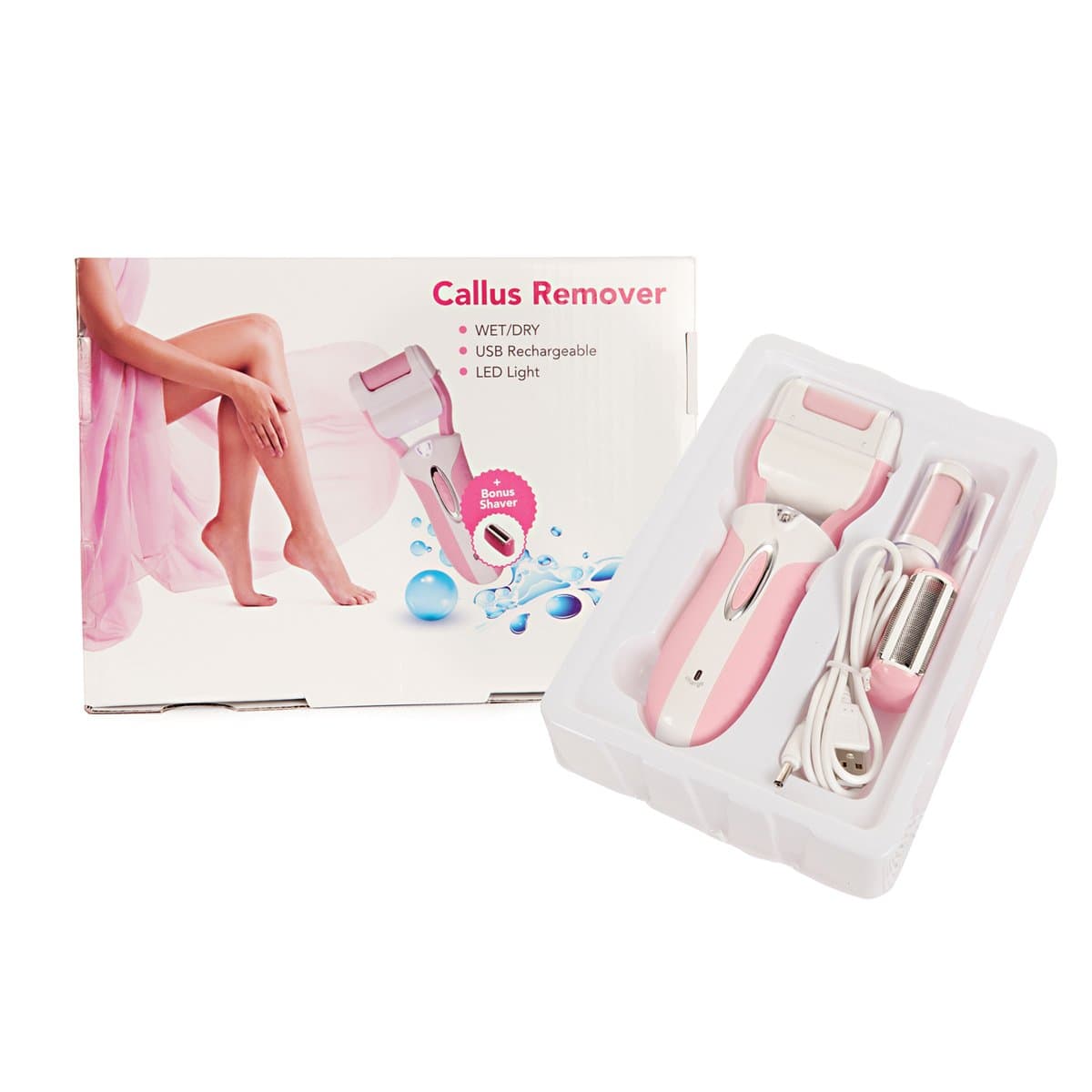 2 in 1 Electric Callus Remover & Shaver Gift Set - USB Rechargeable For Powerful Cordless Callus Removal Anytime Anywhere - Wet /Dry Spare Grinding Stone For Velvet Smooth Results - LED Spotlight Gives This Elegant Electric Foot File Callus Remover Tool Guided Accuracy - Stunning Gift Box Design Makes This Personal Pedi Foot Callus Remover With Bonus Leg Shaver Attachment The Perfect Gift - No Quibble Guarantee For Your Piece Of Mind