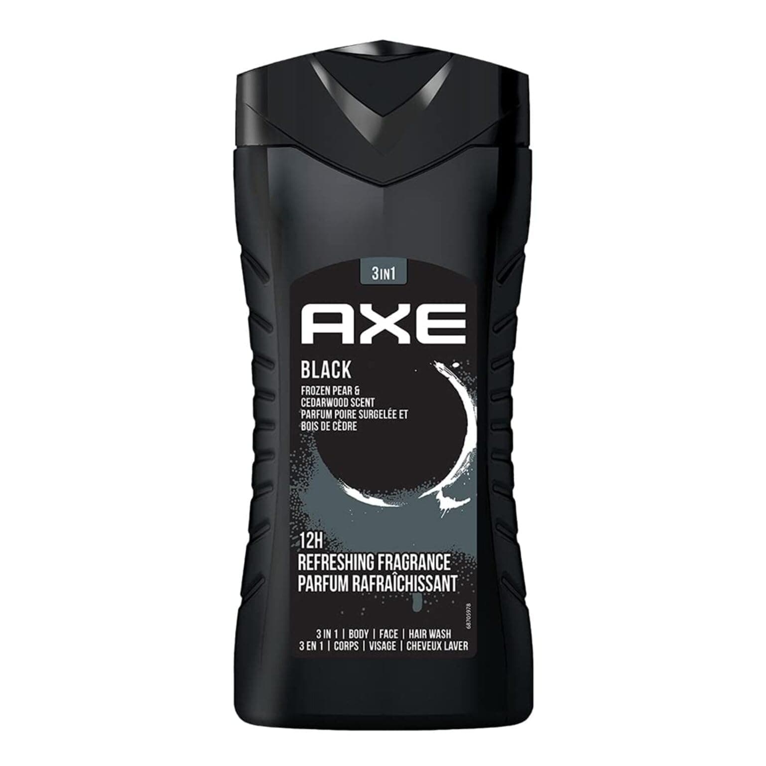 Axe Black 3 In 1 Body, Face & Hair Wash For Men, Long-Lasting Refreshing Frozen Pear & Cedarwood Fragrance For Up To 12Hrs, Natural Ingredients, Removes Odor & Bacteria, No Parabens, 250Ml