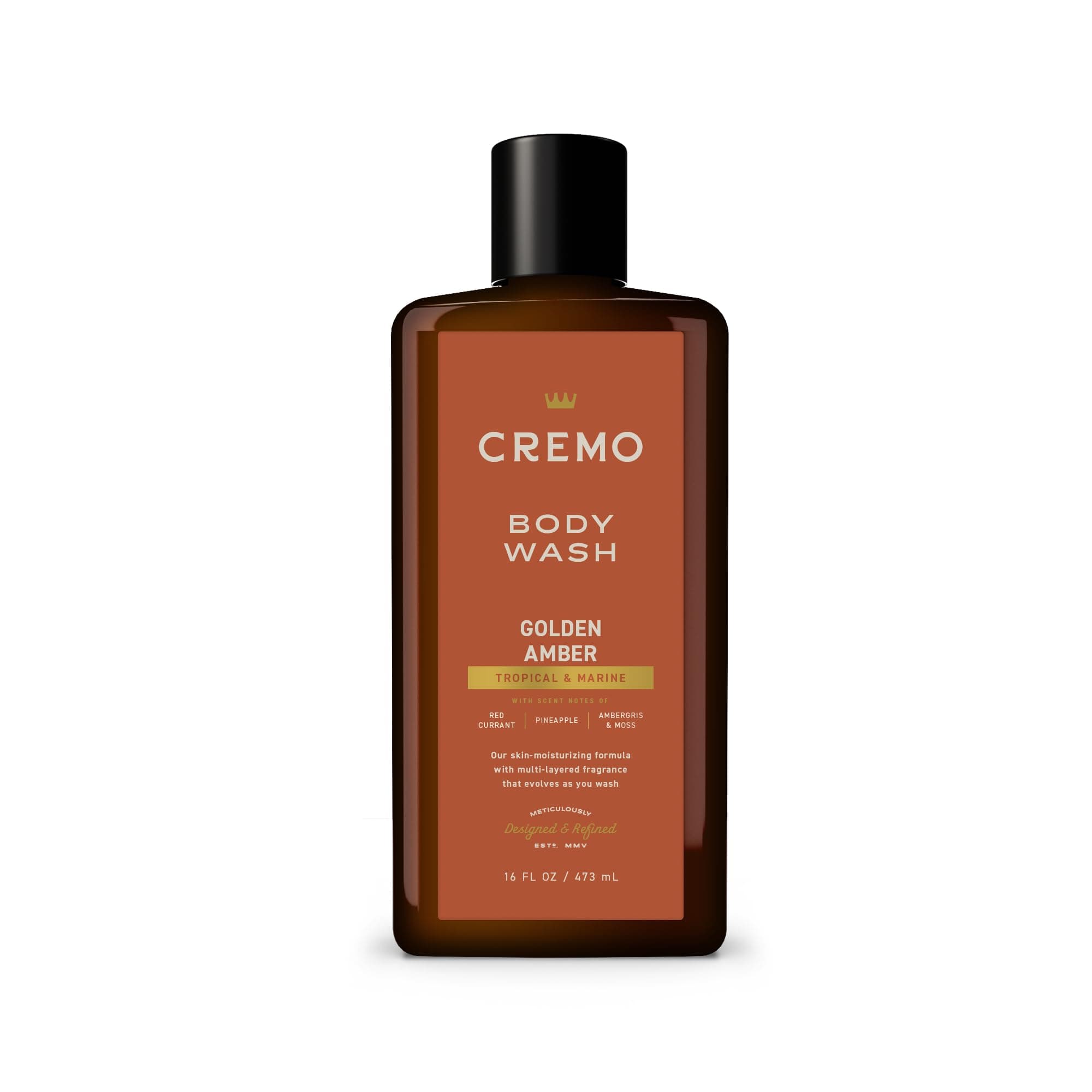 Cremo Body Wash for Men, Rich-Lathering Golden Amber, 16 Fl Oz