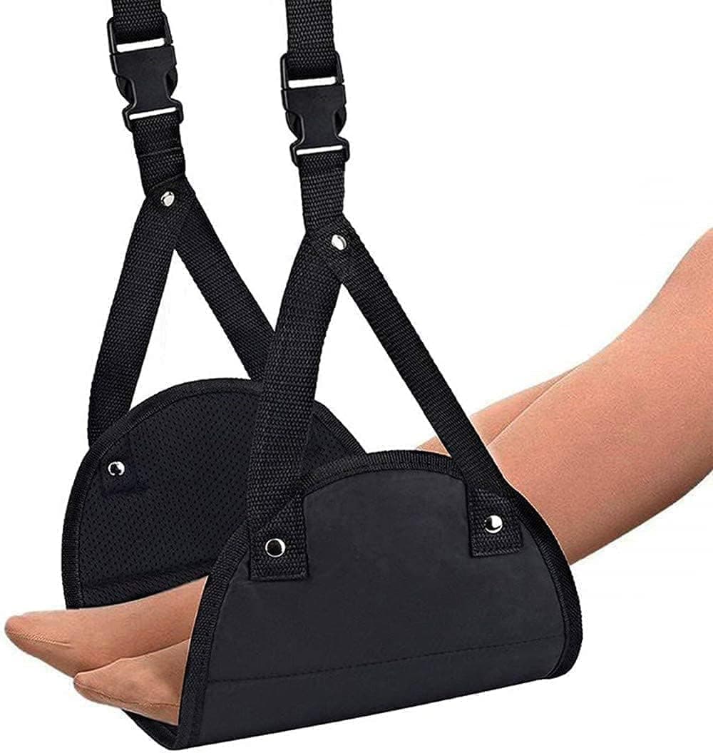 Foot Rest,Airplane Footrest Made with Premium Foam,Head Hammock Portable Travel Footrest Flight Carry-On Foot Rest Adjustable Height Foot Rest Travel Accessories Footrests Hammock,Black