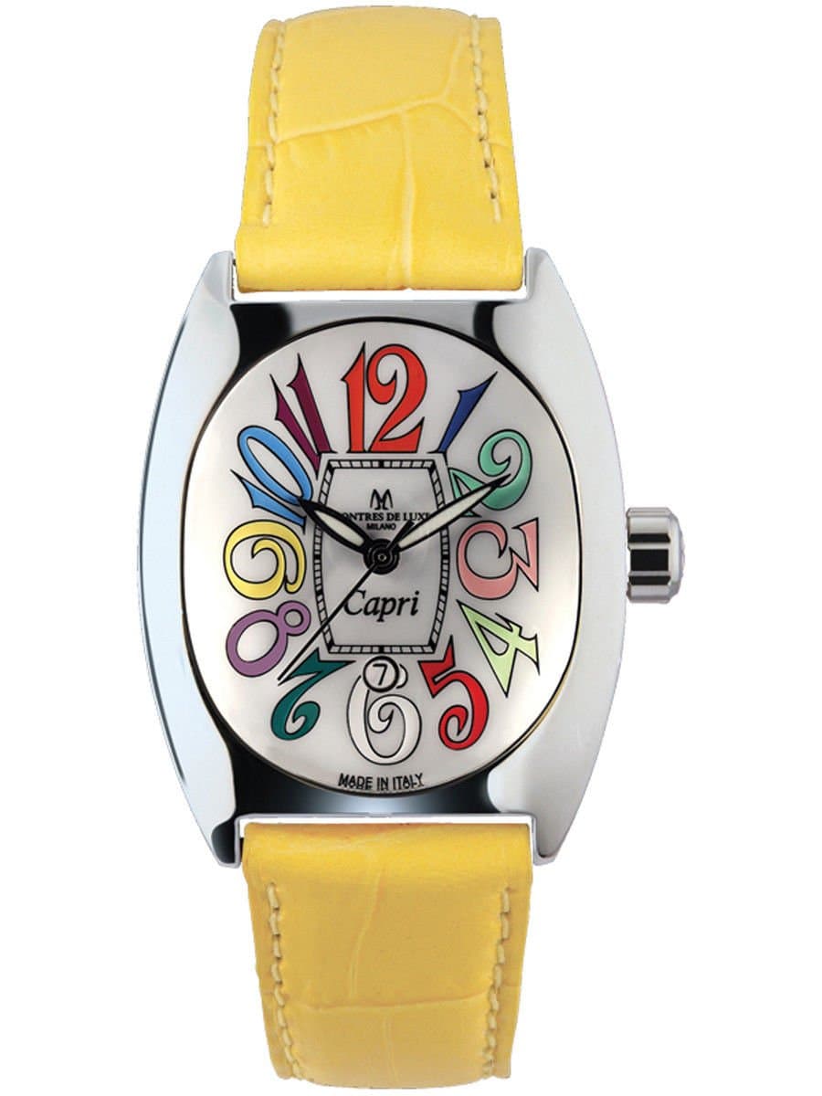 Women's CP3 AC QZ BIA Capri Multicolored Stainless Steel Luminous Shiny Yellow Leather Date Watch