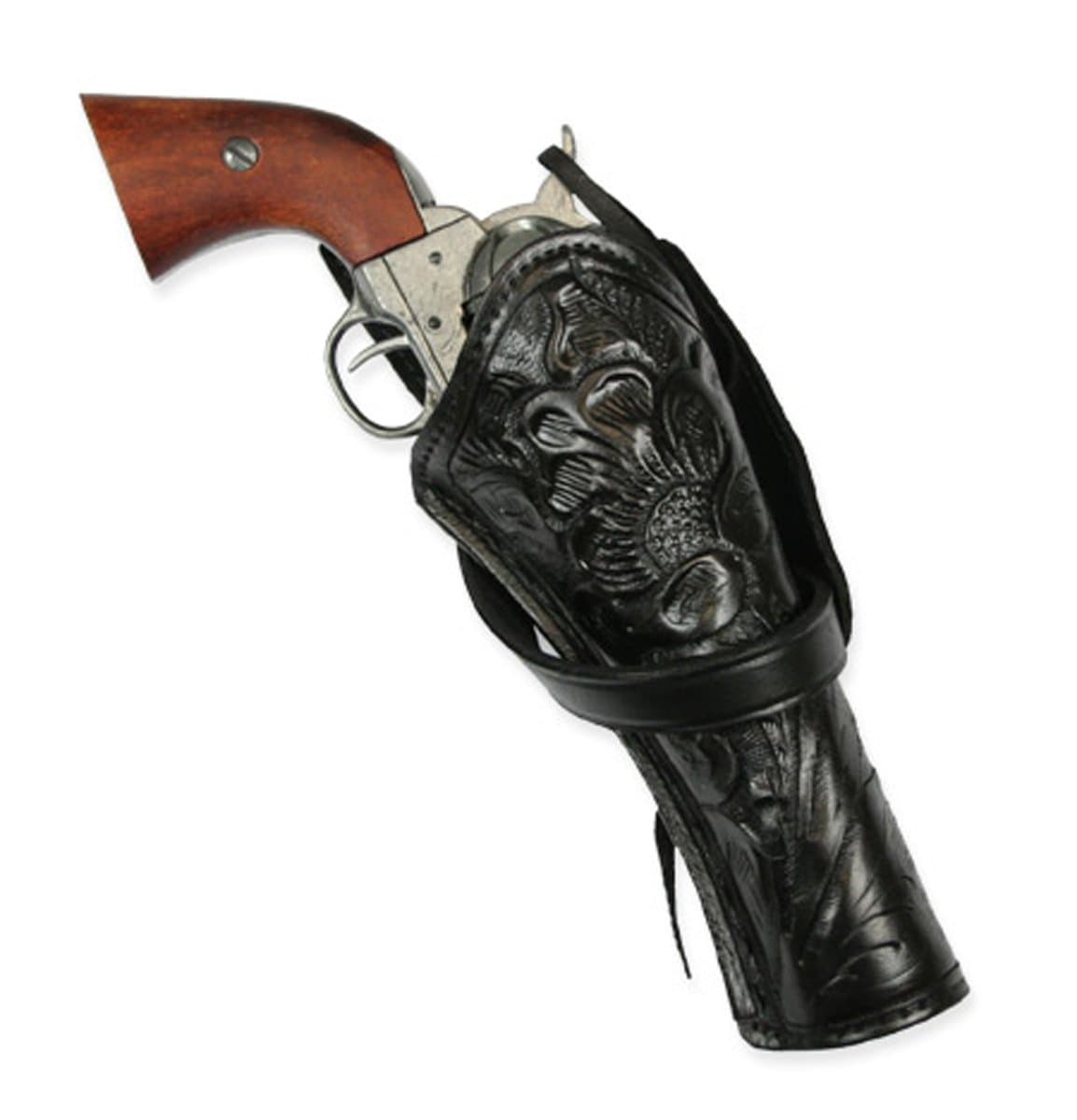 Historical Emporium Standard Right Hand Western Cross Draw Holster Tooled Leather, Wild West Single Action Revolver Gun Holster