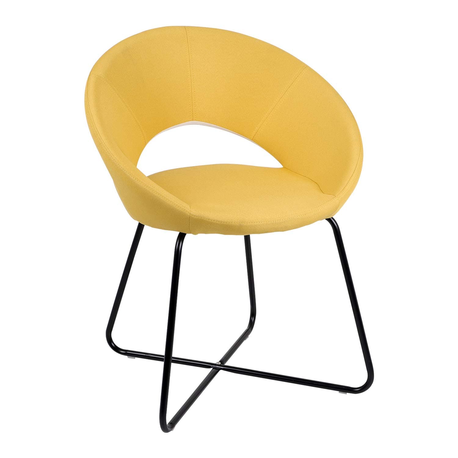 Joolihome Leisure Dining Chair, Corner Single Sofa Chair with Metal Legs, Reception Guest Chair for Home, Office, Living Room, Bedroom, Dining Room, Lounge, Kitchen, Balcony (Yellow, Fabric)