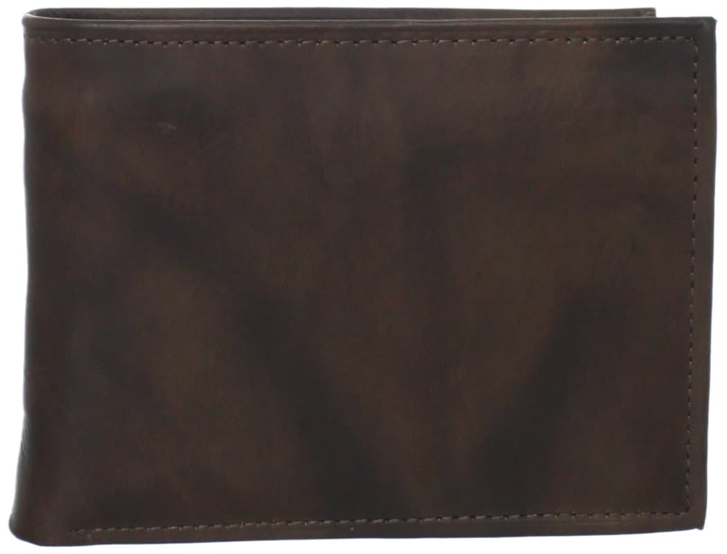 Rolfs Men's Black Brass Zip Coin Pocket Wallet