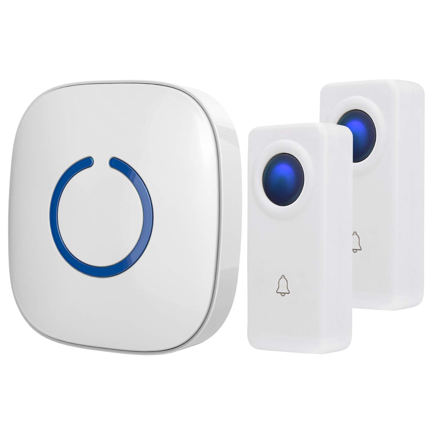 Wireless Doorbell by SadoTech – Waterproof Door Bells & Chimes Wireless Kit, 1000-ft Range,52 Door Bell Chimes, 4 Volume Levels with LED, Wireless Doorbells w/ 1 Receiver & 2 Button, Crosspoint, White