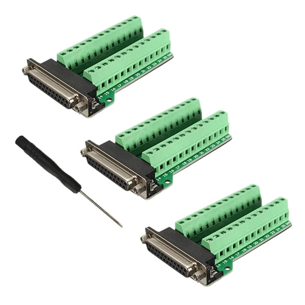 Twinklebay DB25 Breakout Female Connector D-sub Breakout 25 Pin Connector with Nut (Pack of 3)