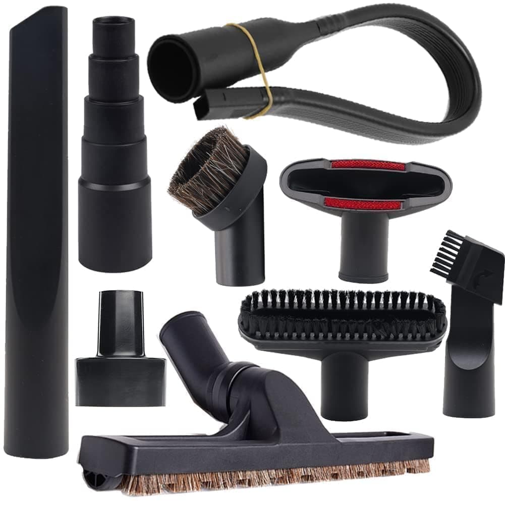 9 Pcs Universal Vacuum Attachments for Shop Vac Accessories with 2 1/2" to 1 1/4" & 1 7/8" to 1" Adapter for Shop Vac, 1 1/4" Brush Attachment Flexible Crevice Tool for Home and Car Interiors Cleaning