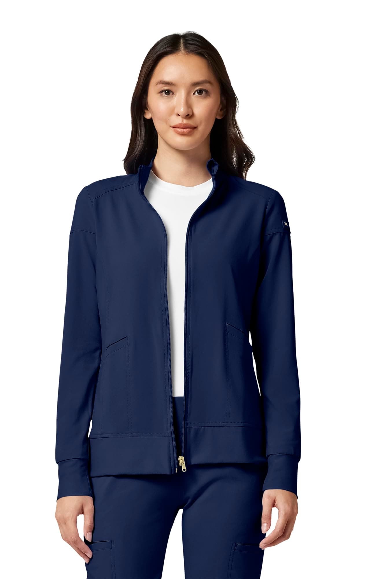 Cherokee Womens Zip Front Scrub Jacket, 2 Pockets, Princess Seams, Moisture Wicking, 360 Stretch Fabric - CK303