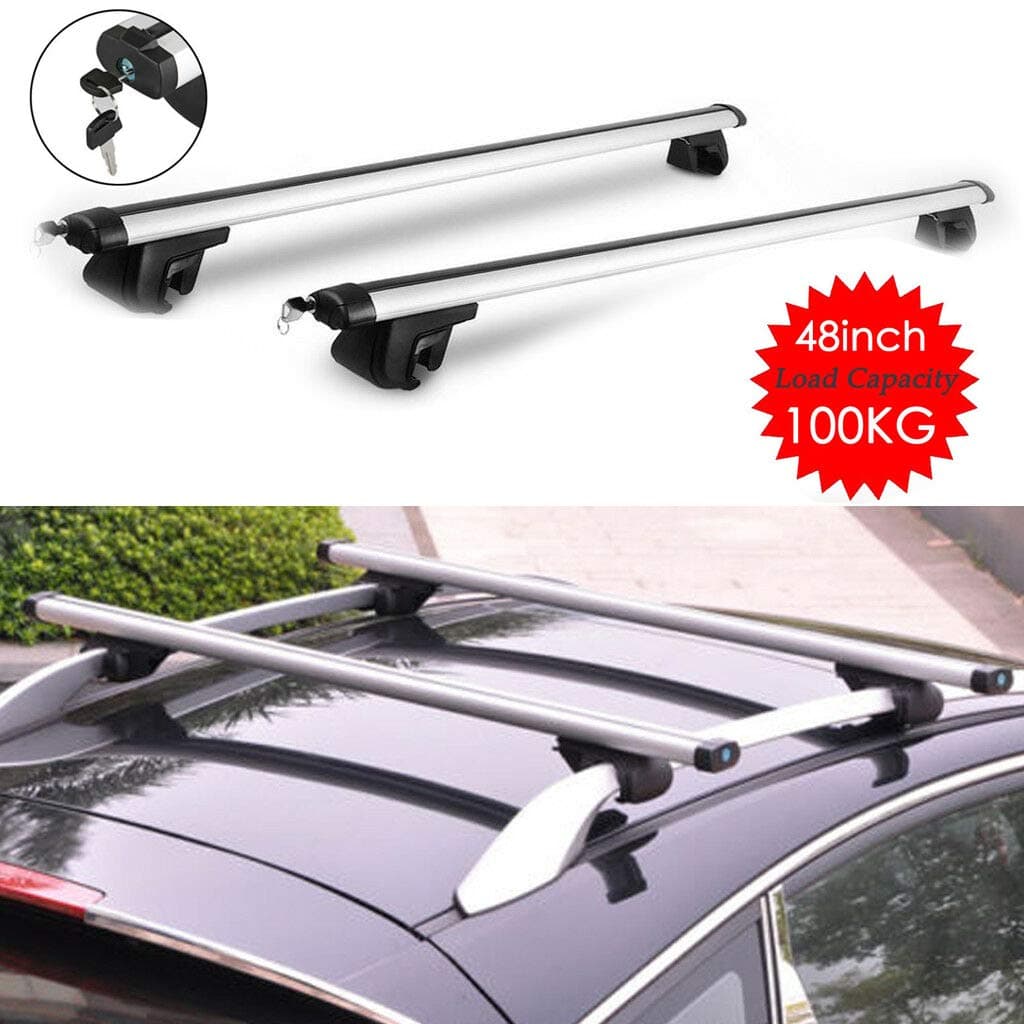 Yiyai 2 x 48 Aluminium Car Roof Rack For Skoda Octavia Estate Roof Bars Anti-theft Design Lockable Luggage Carrier For Car with Side Rails 100kg Capacity